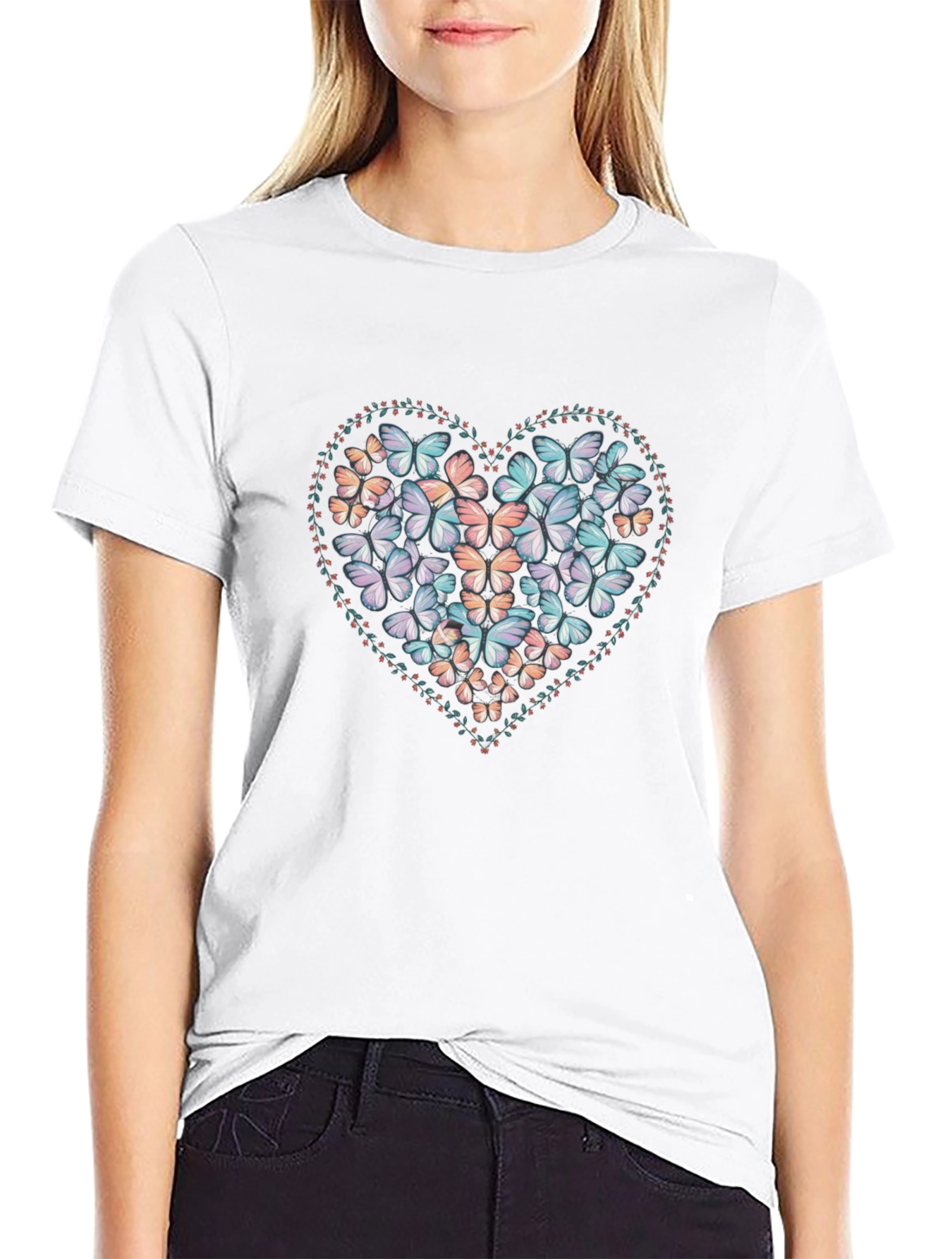 Butterfly Heart Graphic Tee - Black