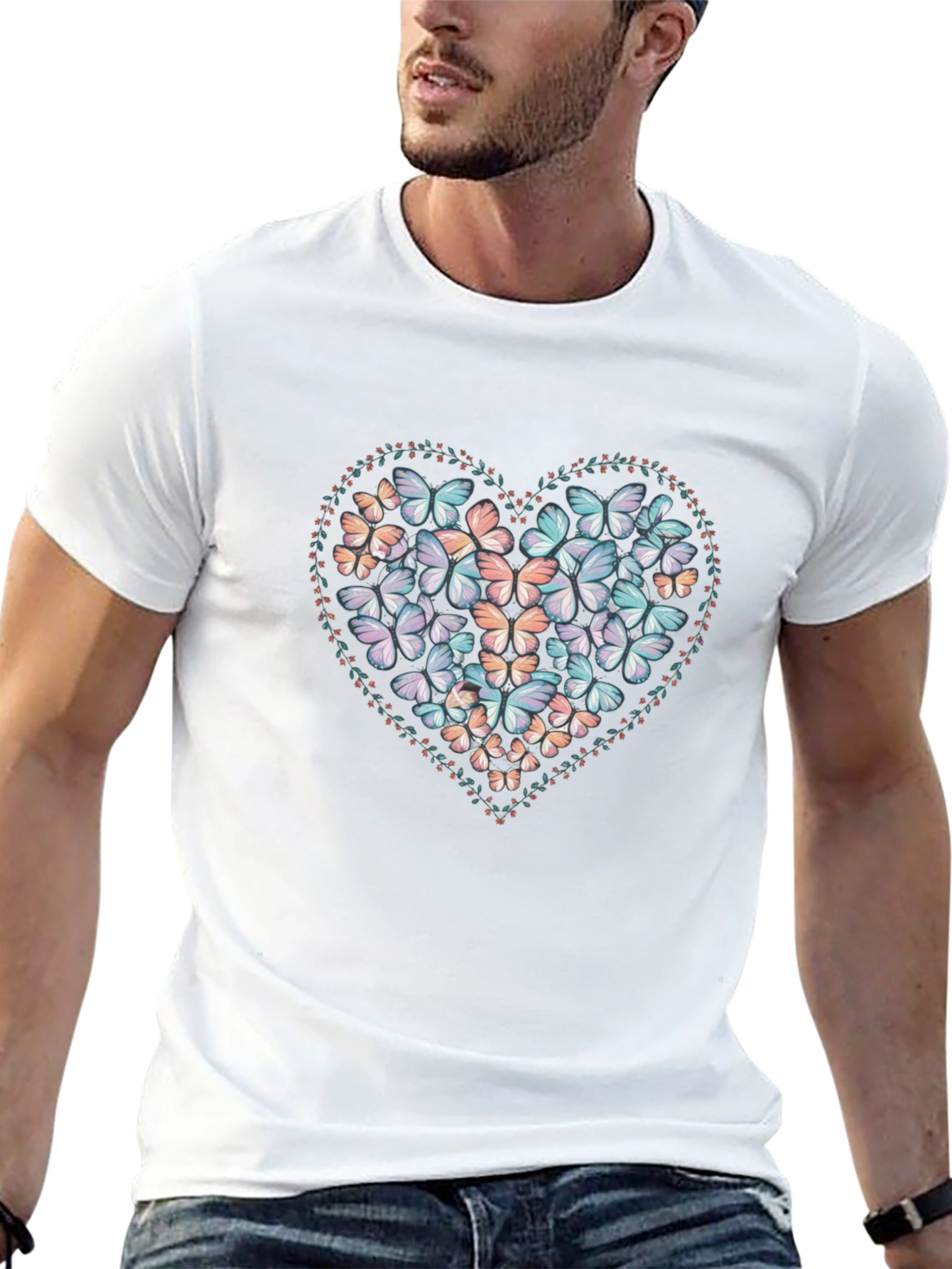 Butterfly Heart Graphic Tee - Black
