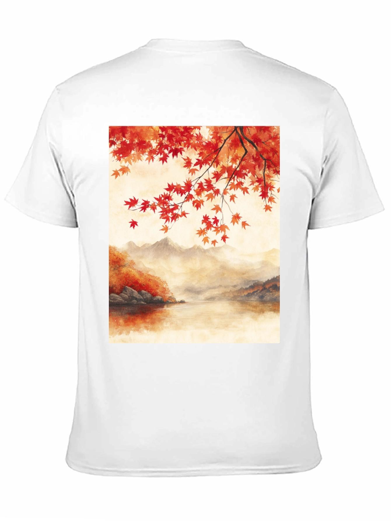 Autumn Lake T-Shirt - Artistic Fall Landscape Tee