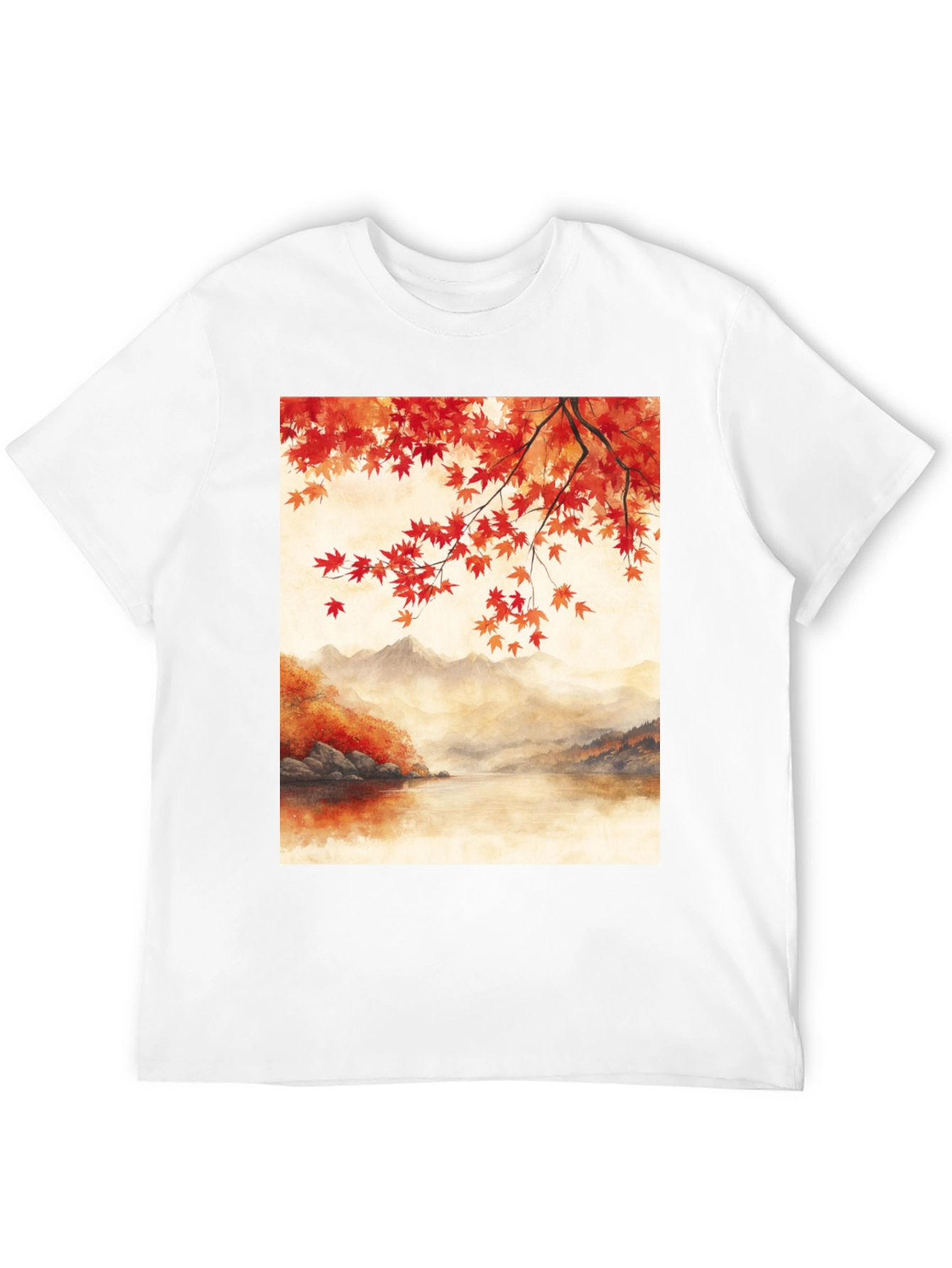 Autumn Lake T-Shirt - Artistic Fall Landscape Tee