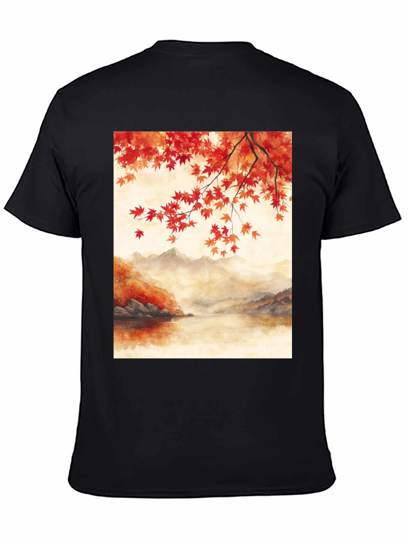 Autumn Lake T-Shirt - Artistic Fall Landscape Tee