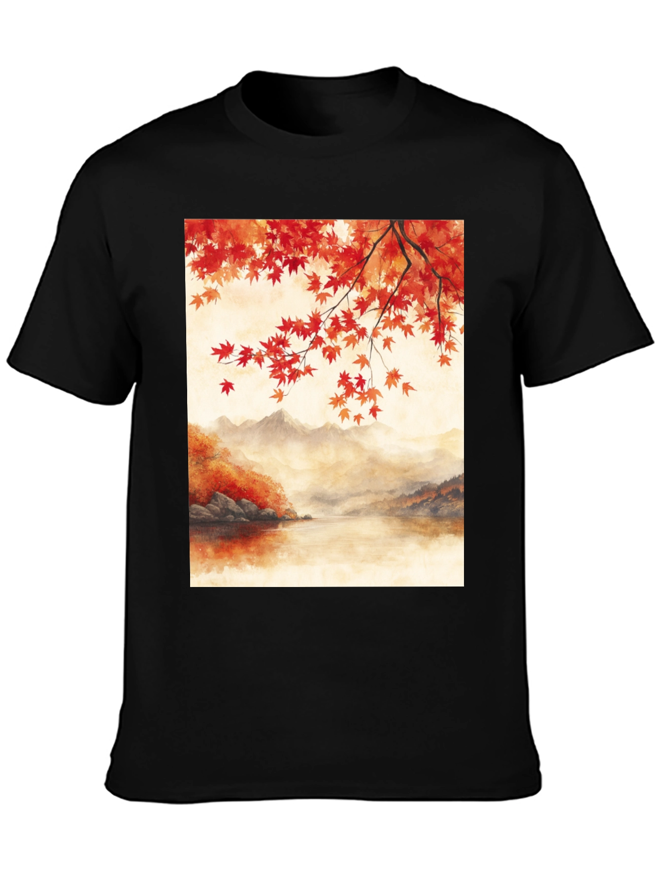 Autumn Lake T-Shirt - Artistic Fall Landscape Tee