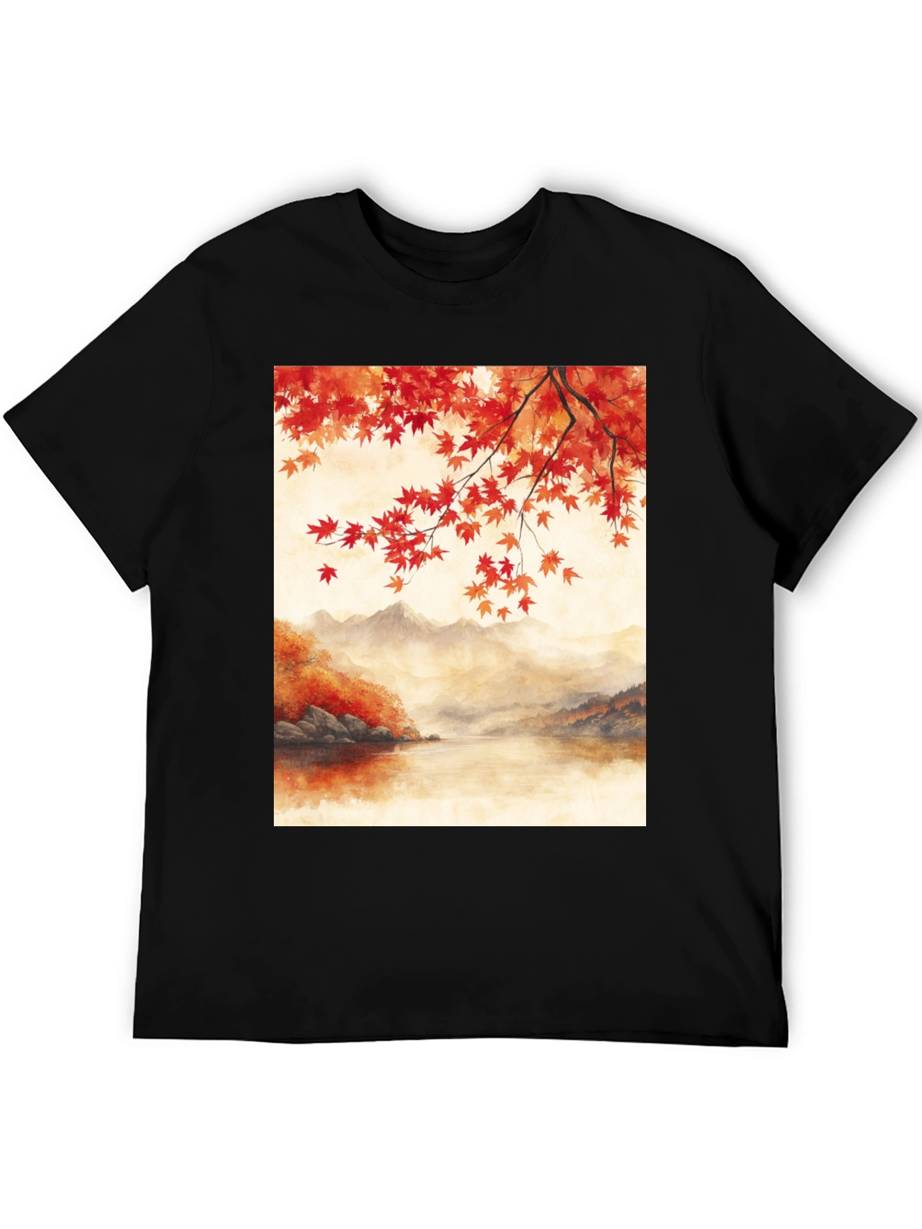 Autumn Lake T-Shirt - Artistic Fall Landscape Tee