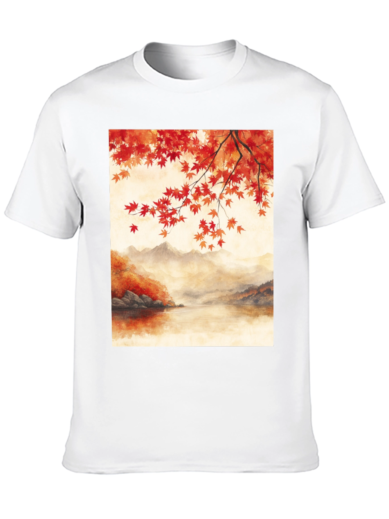 Autumn Lake T-Shirt - Artistic Fall Landscape Tee