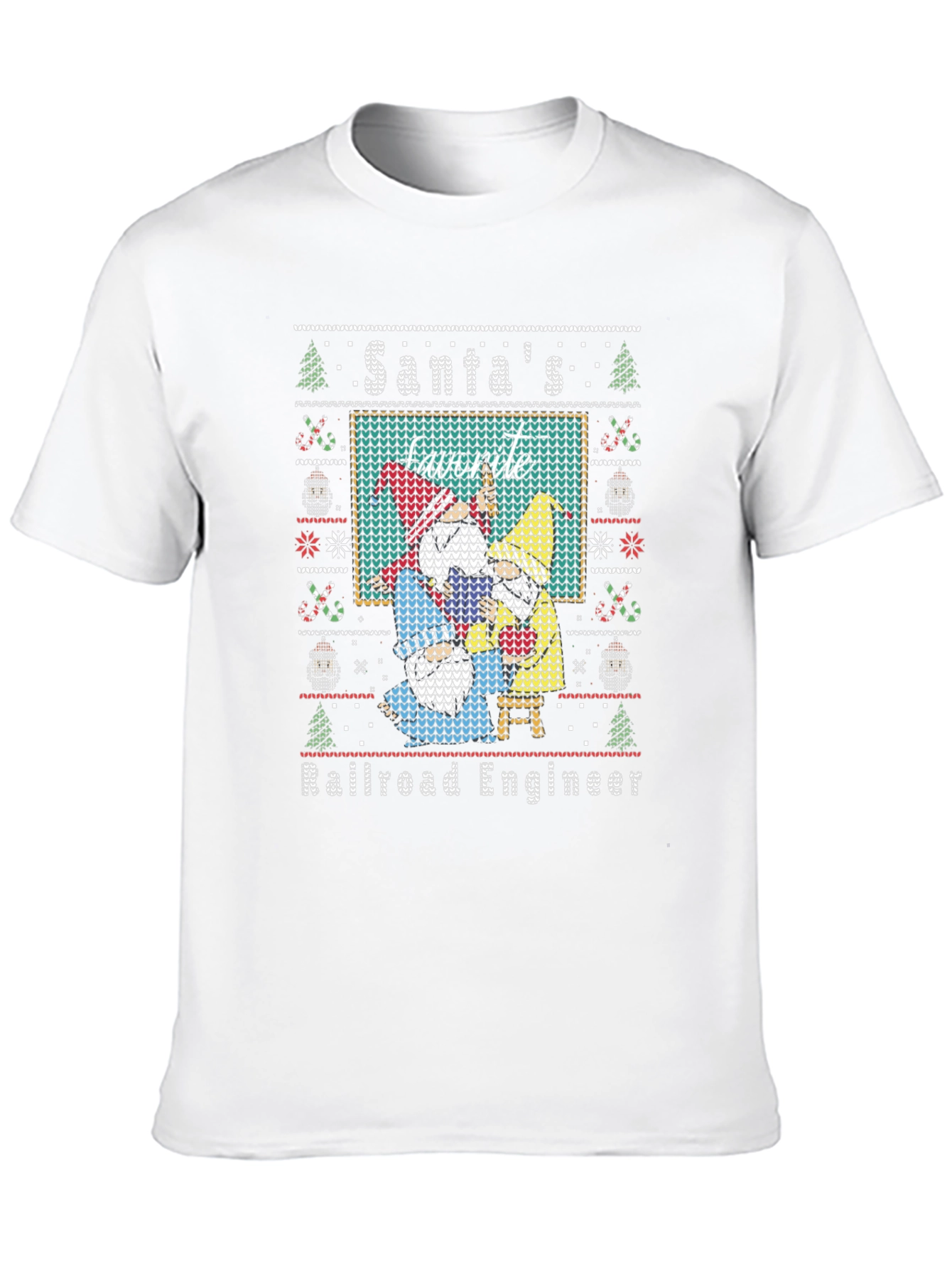 Santas Favorite Railroad Engineer Ugly Christmas Sweater T-Shirt