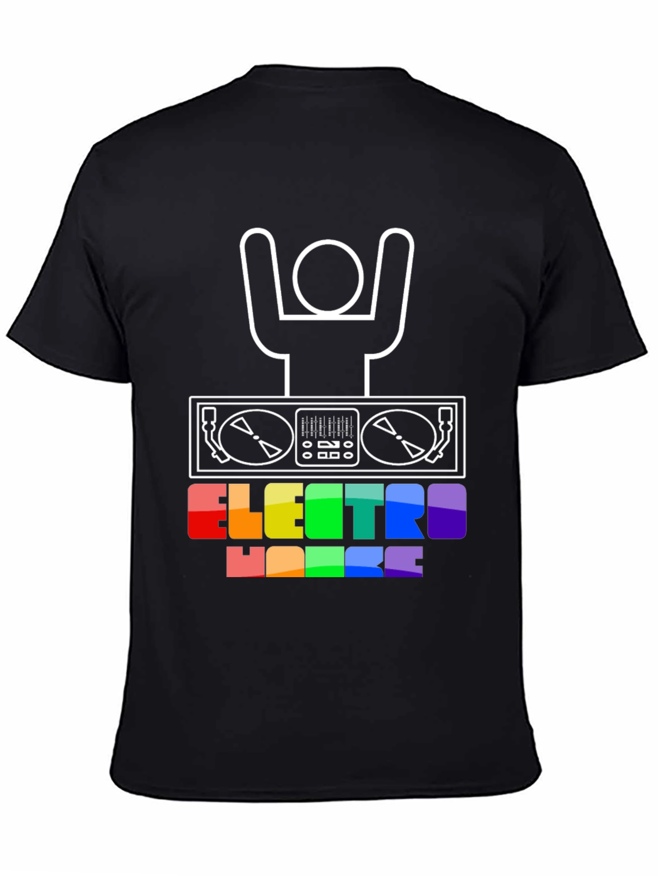 Electro House DJ T-Shirt - Rainbow Text Graphic Tee