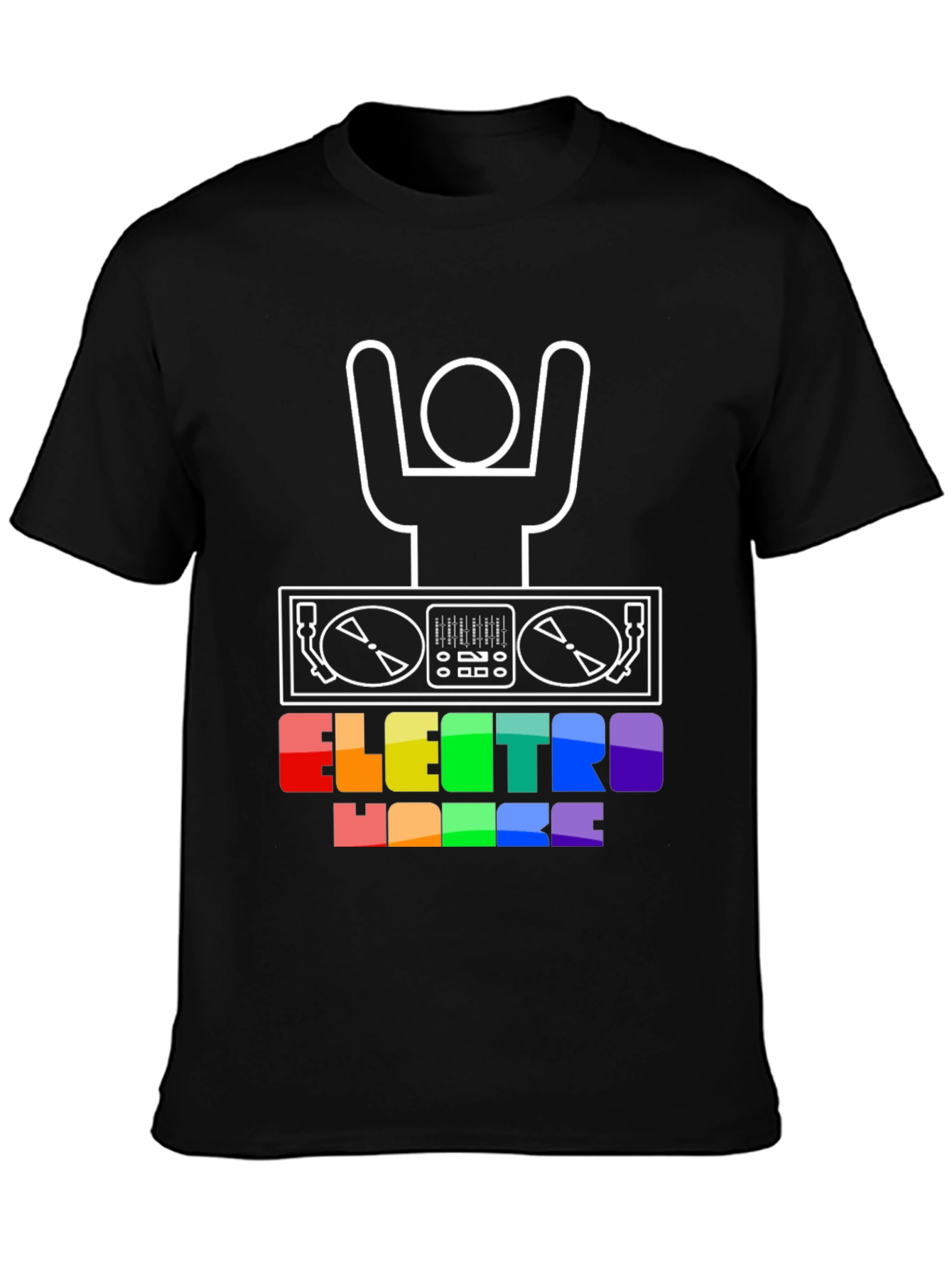 Electro House DJ T-Shirt - Rainbow Text Graphic Tee