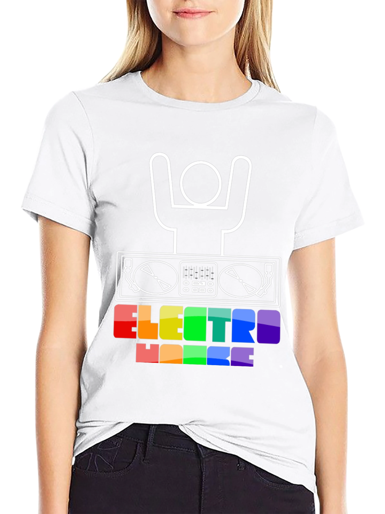 Electro House DJ T-Shirt - Rainbow Text Graphic Tee