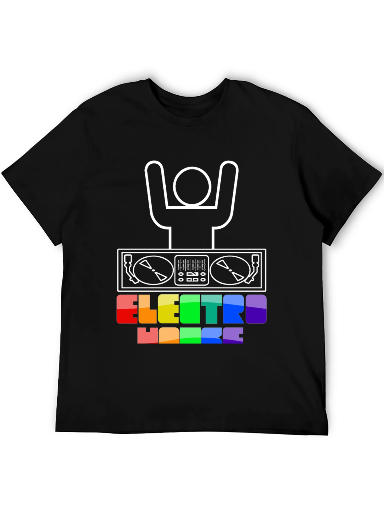 Electro House DJ T-Shirt - Rainbow Text Graphic Tee