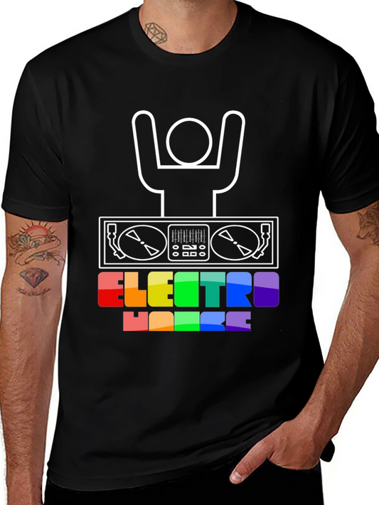 Electro House DJ T-Shirt - Rainbow Text Graphic Tee