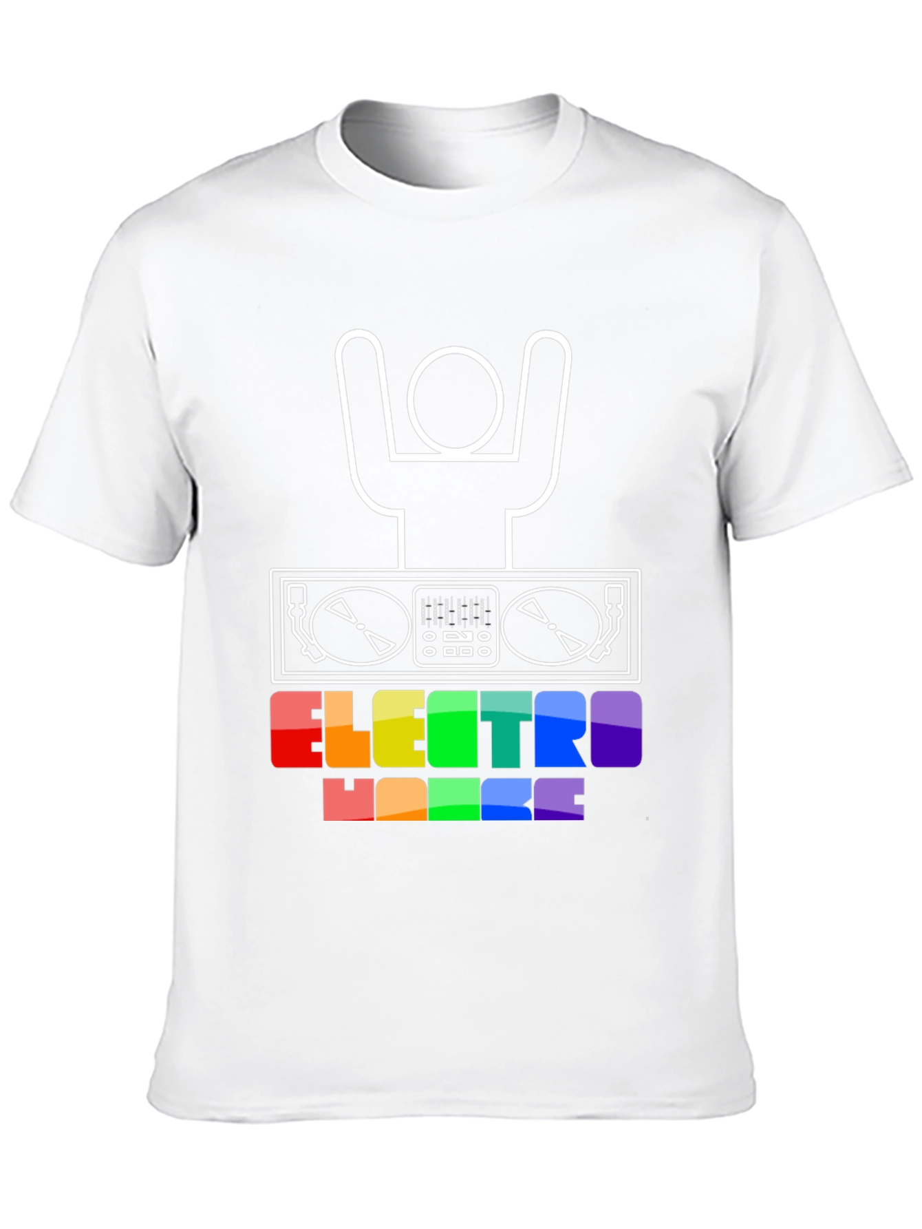 Electro House DJ T-Shirt - Rainbow Text Graphic Tee