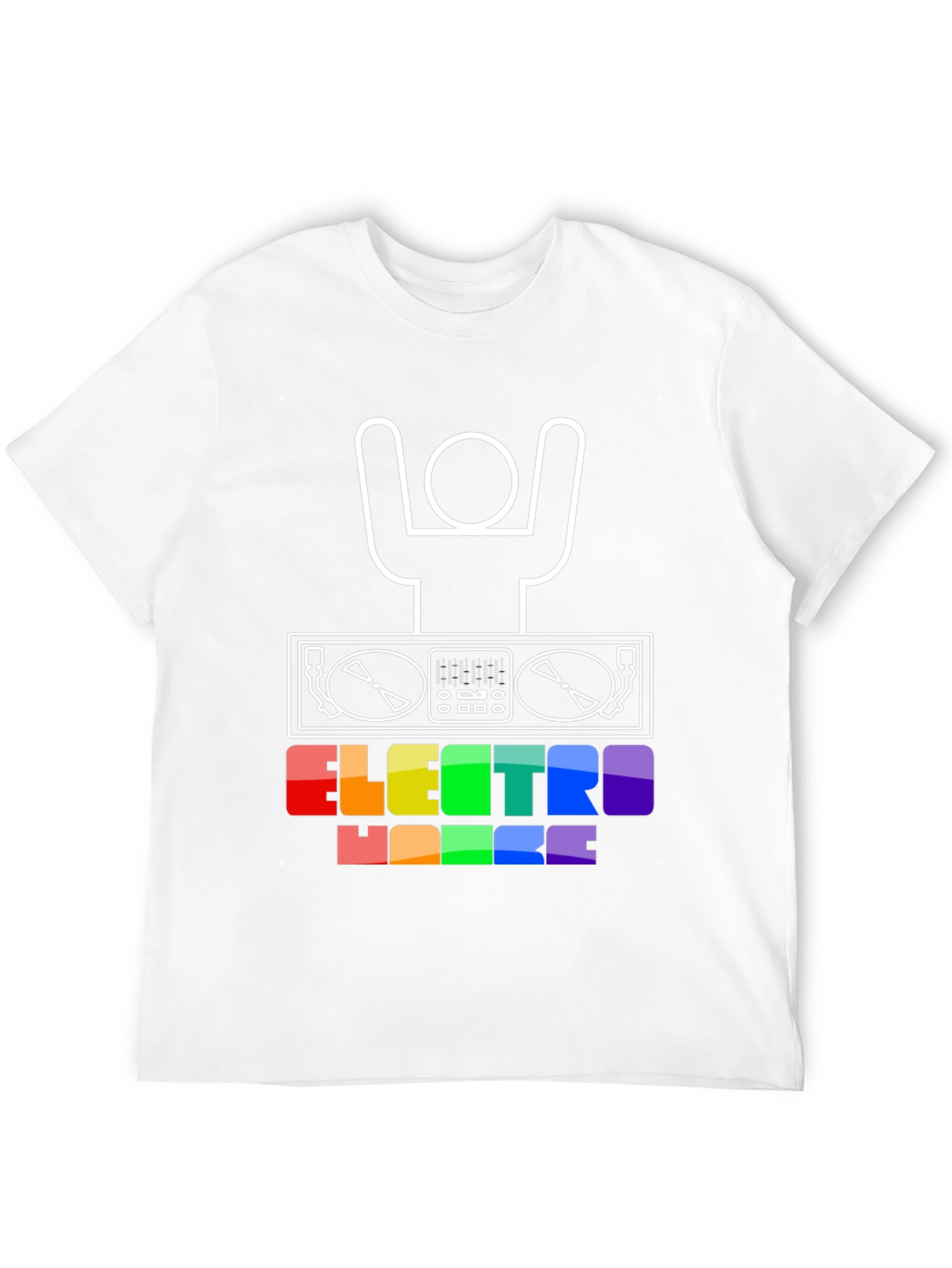Electro House DJ T-Shirt - Rainbow Text Graphic Tee