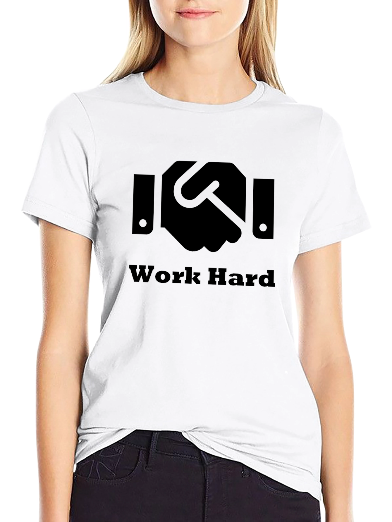 Work Hard Graphic Tee - Black Cotton Blend