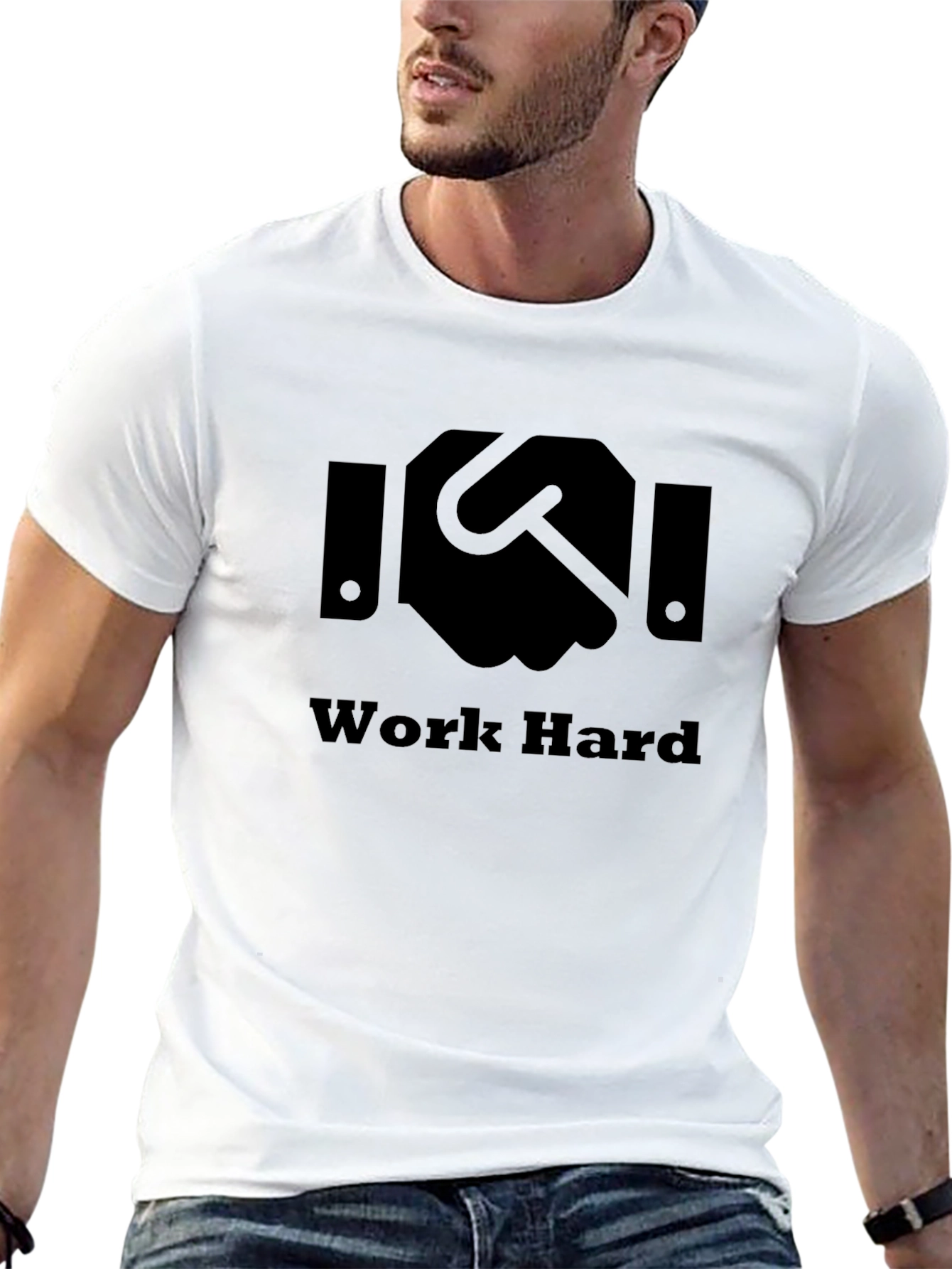 Work Hard Graphic Tee - Black Cotton Blend