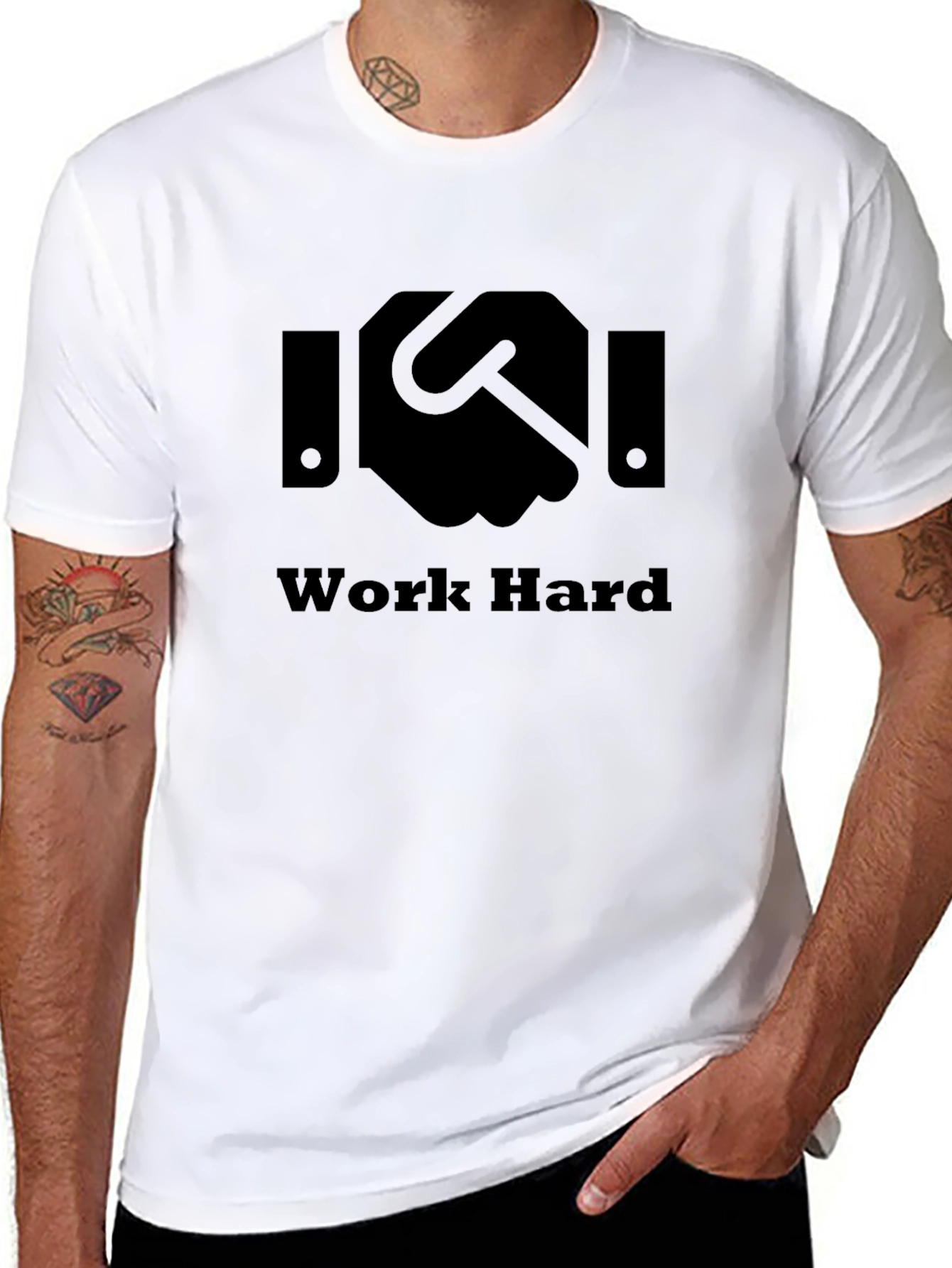 Work Hard Graphic Tee - Black Cotton Blend
