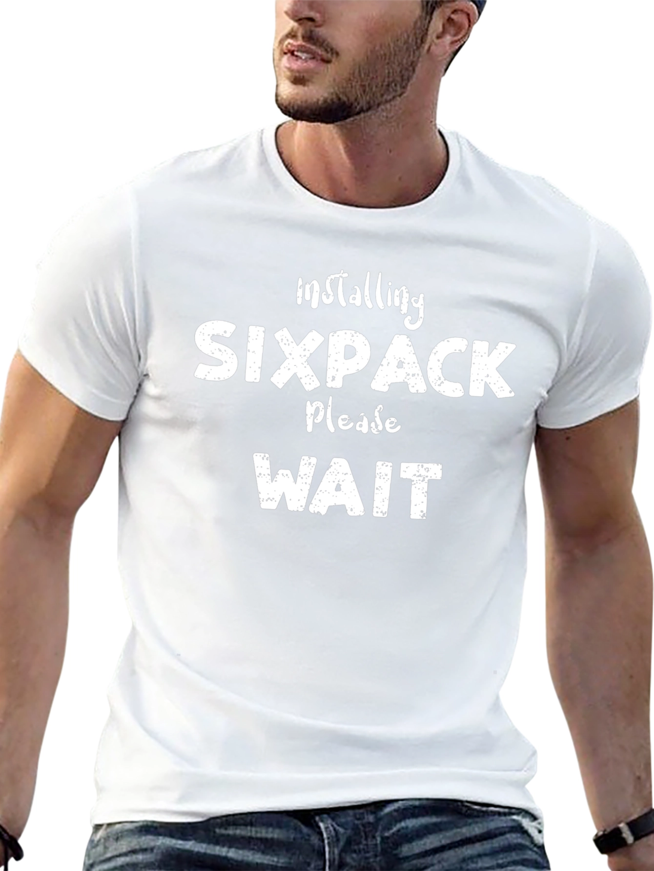 Installing Sixpack Please Wait Funny Mens T-Shirt