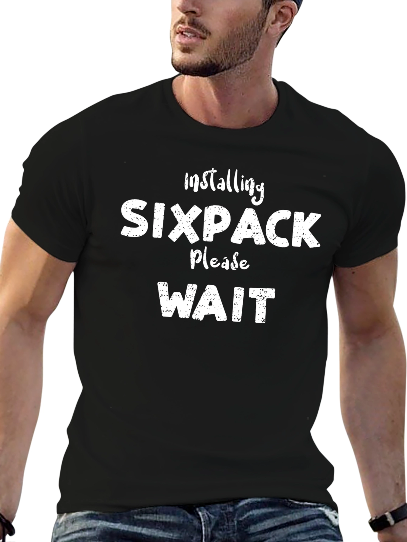 Installing Sixpack Please Wait Funny Mens T-Shirt
