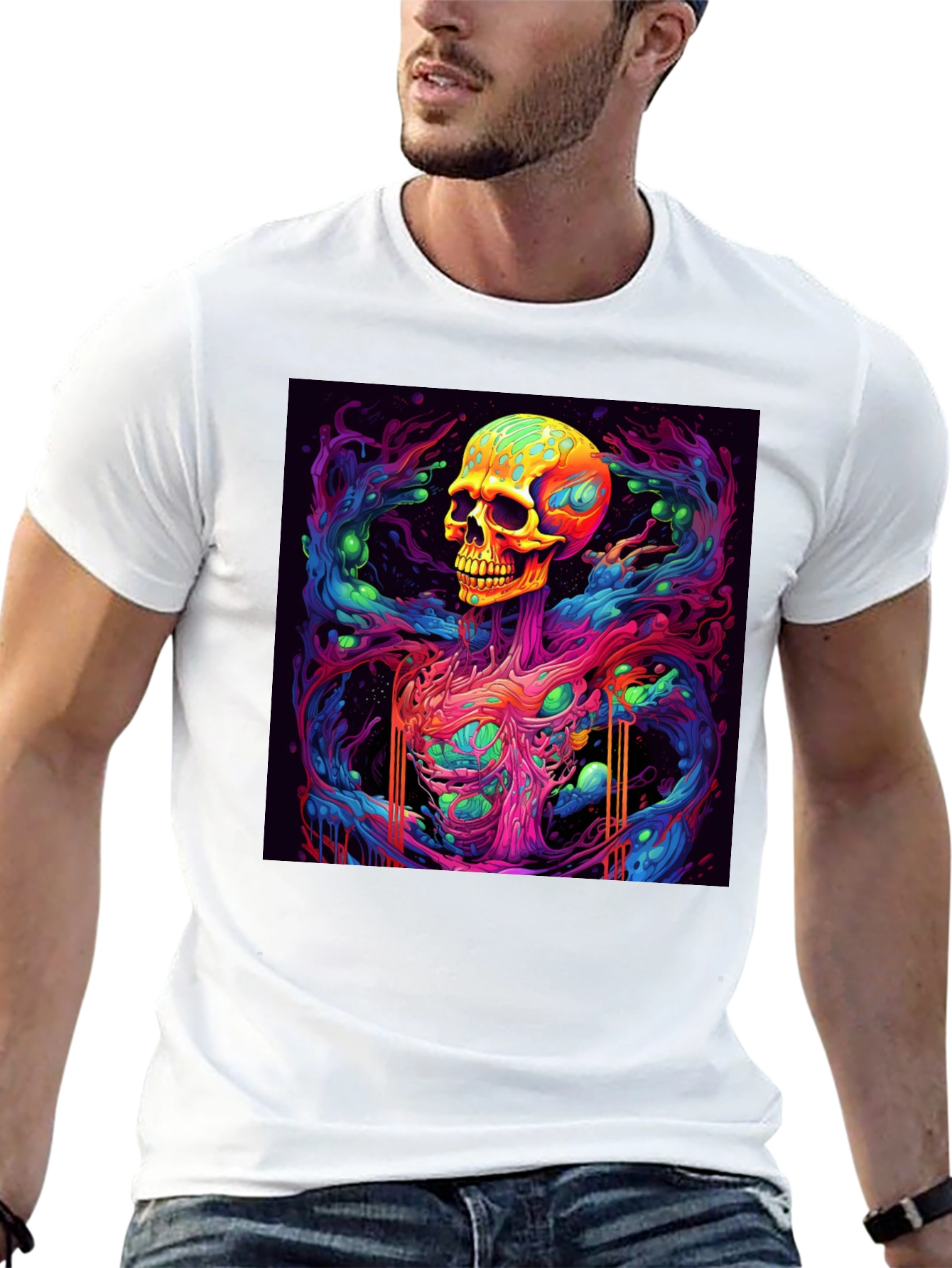 Vibrant Skull Graphic Tee - Unique Art Design