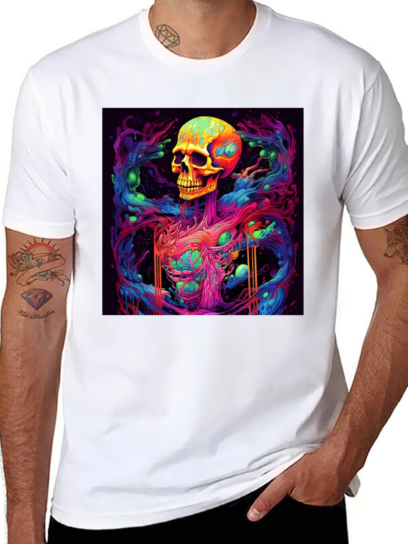 Vibrant Skull Graphic Tee - Unique Art Design