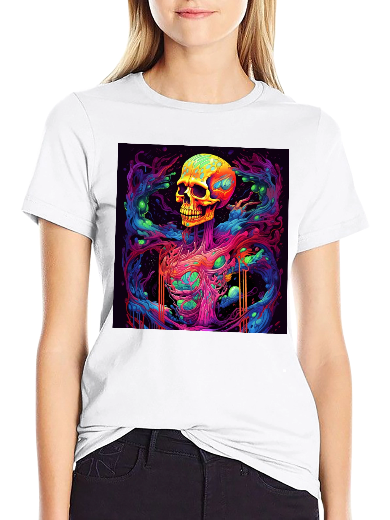 Vibrant Skull Graphic Tee - Unique Art Design