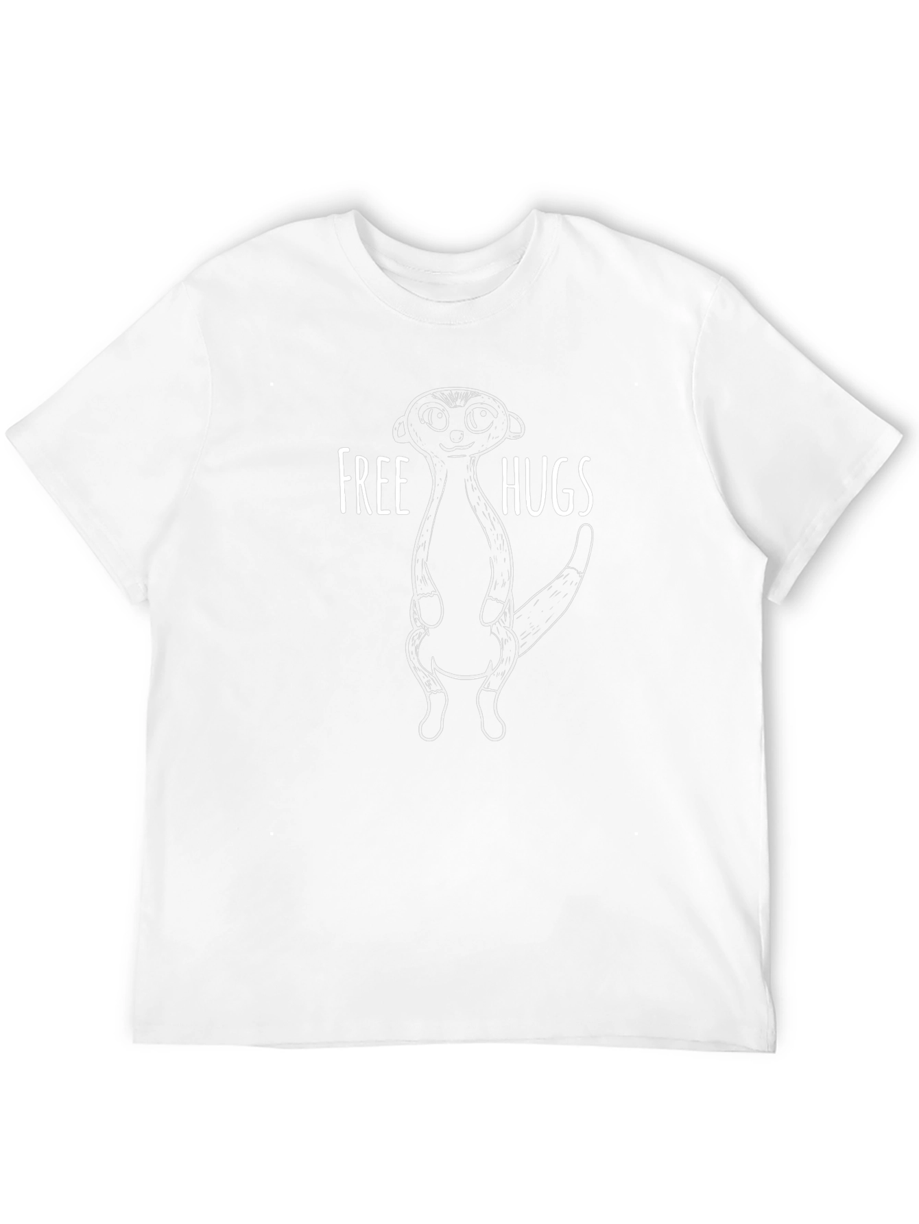 Free Hugs Meerkat Graphic Tee - Black Cotton T-Shirt