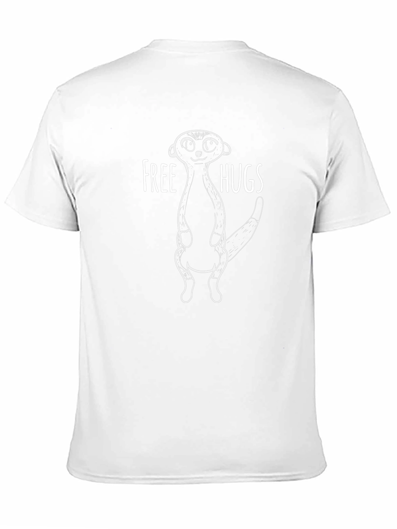 Free Hugs Meerkat Graphic Tee - Black Cotton T-Shirt