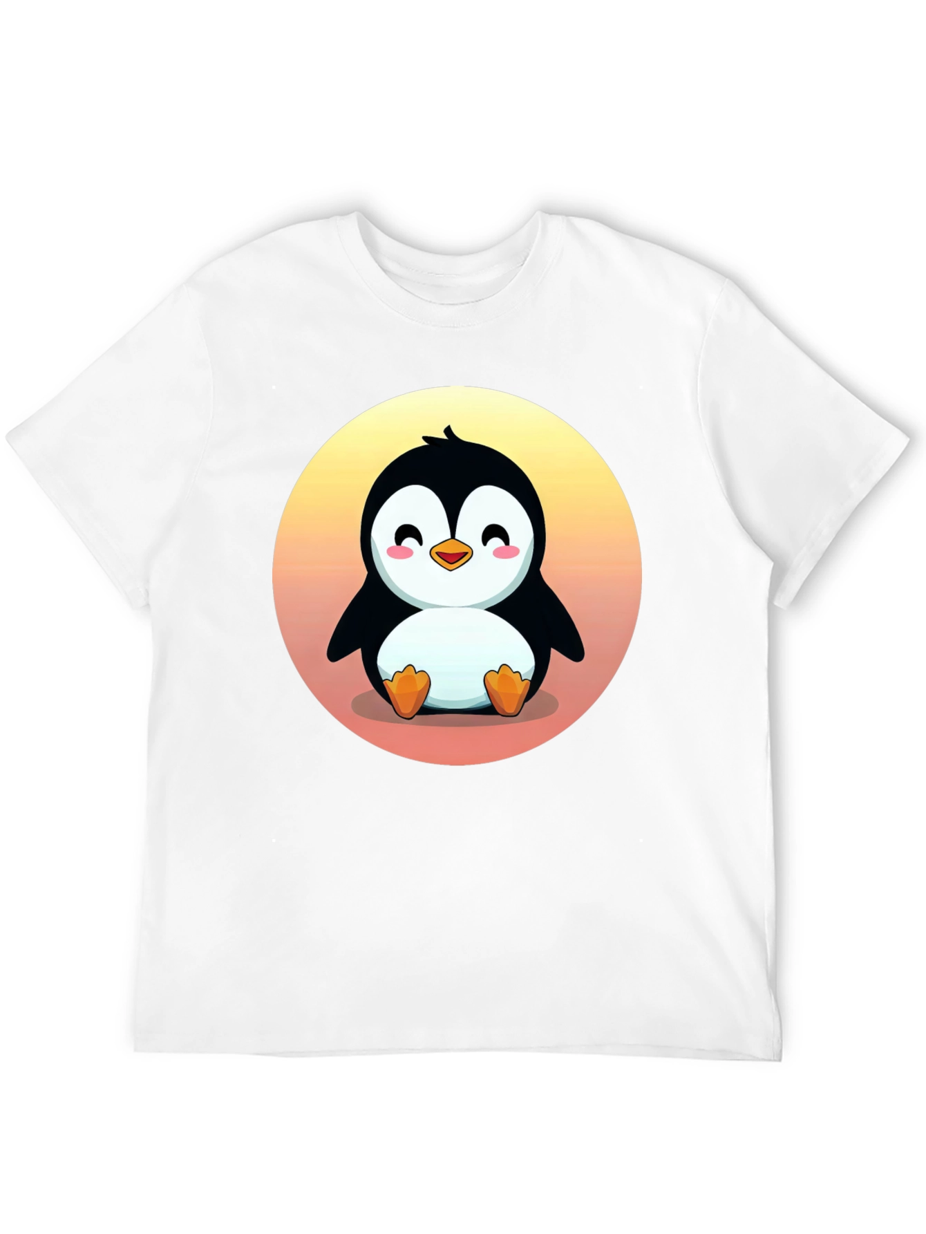Cute Penguin Graphic Print Black T-Shirt