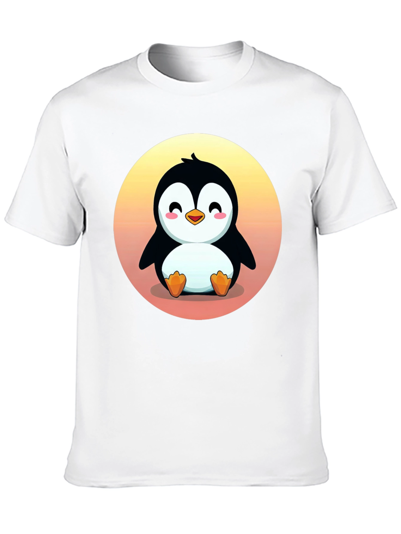 Cute Penguin Graphic Print Black T-Shirt