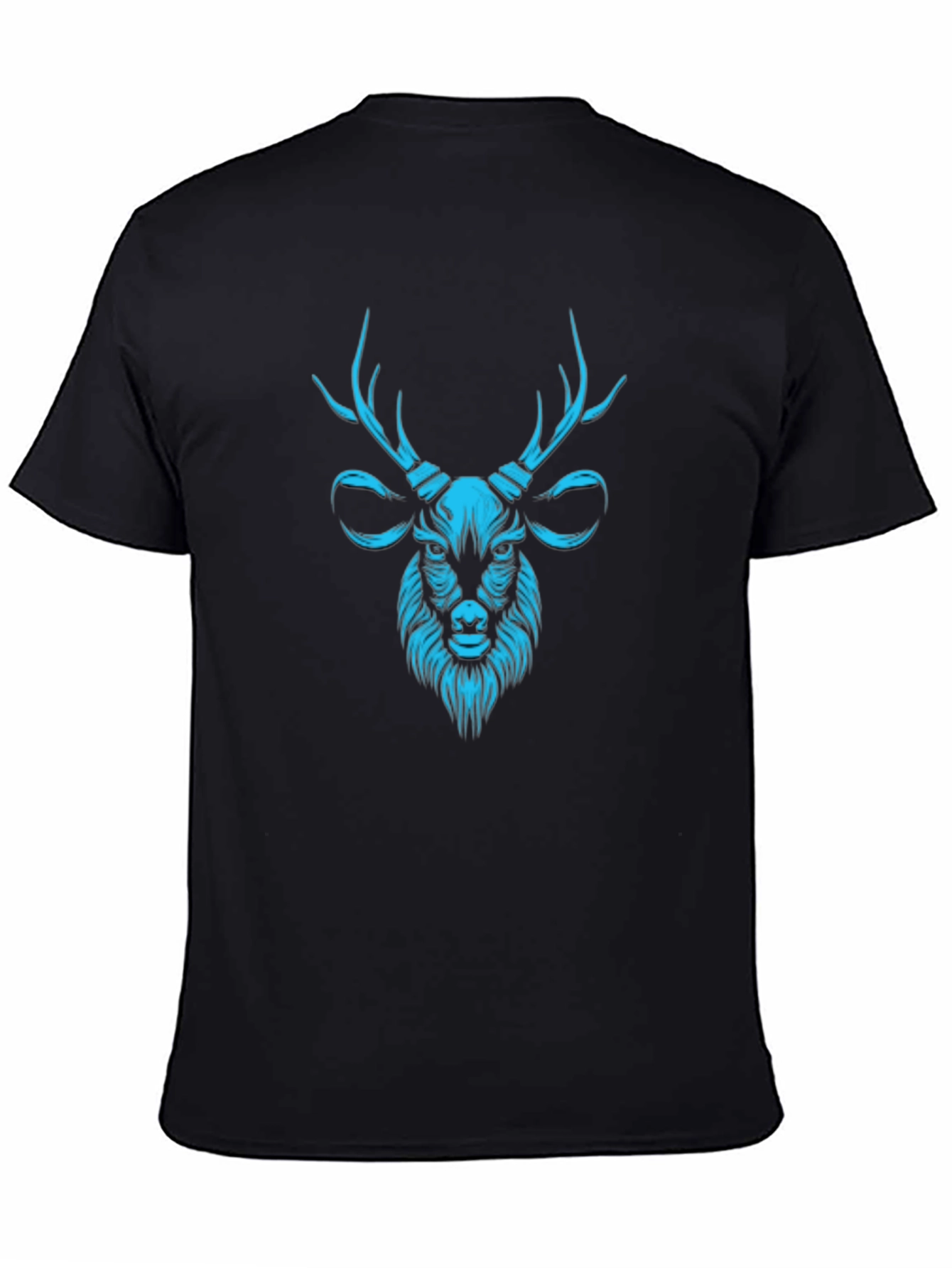 Mens Black T-Shirt with Teal Deer Graphic