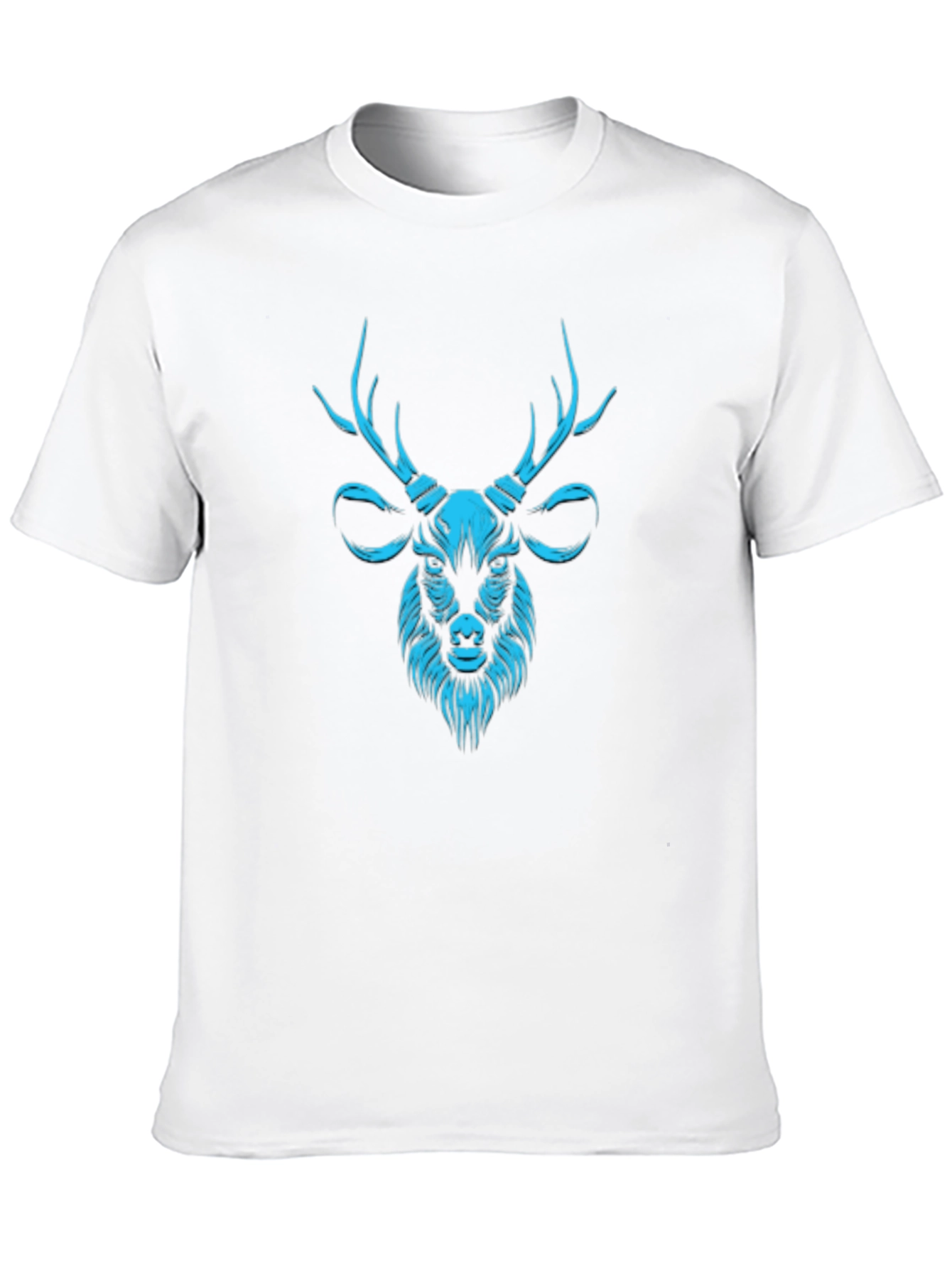 Mens Black T-Shirt with Teal Deer Graphic