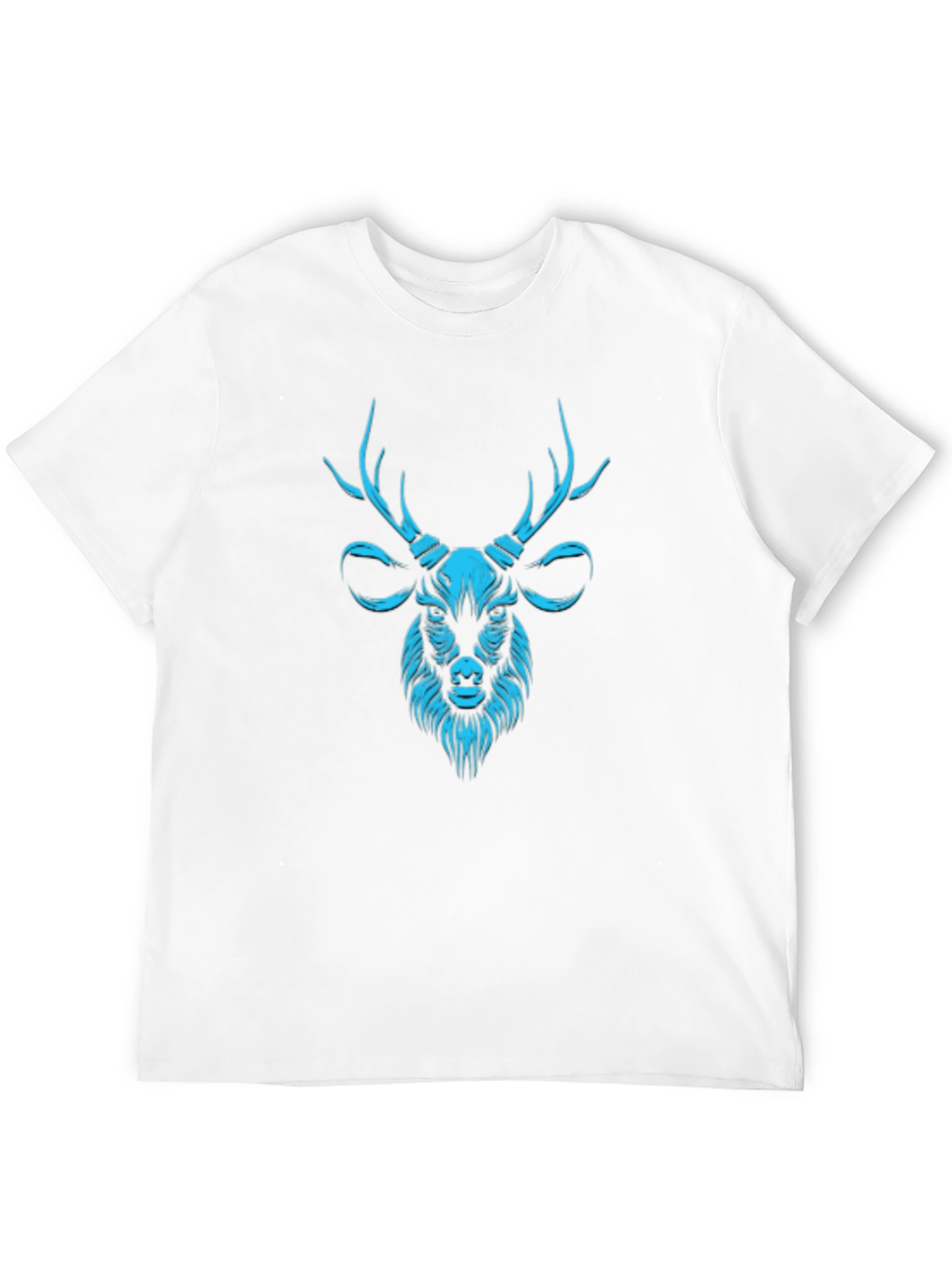Mens Black T-Shirt with Teal Deer Graphic
