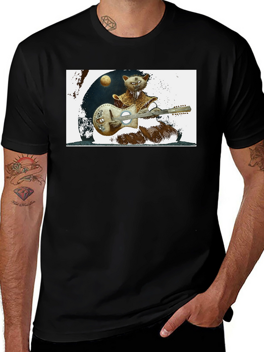 Cool Cat Guitarist Graphic Tee