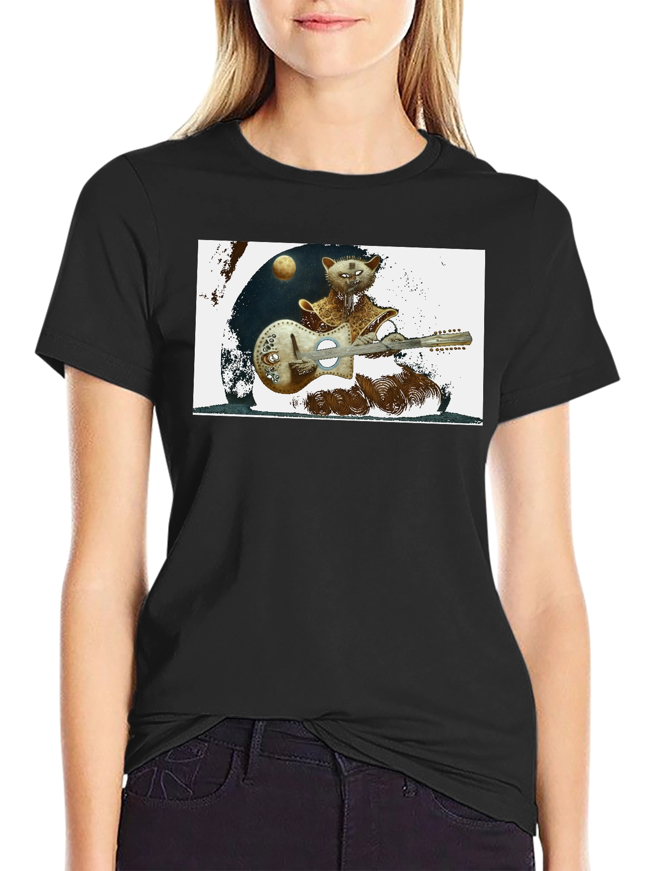 Cool Cat Guitarist Graphic Tee