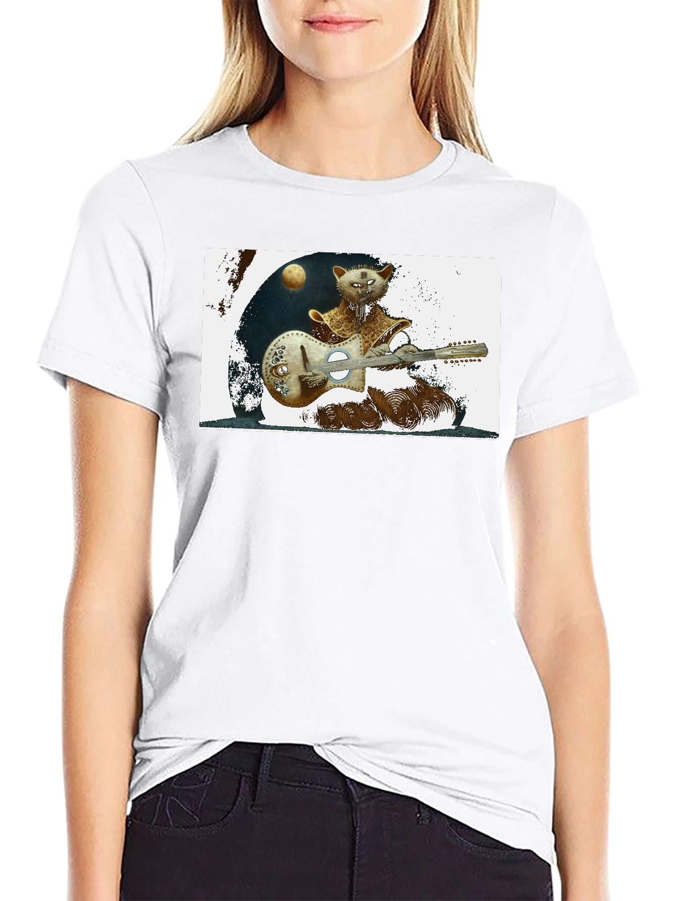 Cool Cat Guitarist Graphic Tee