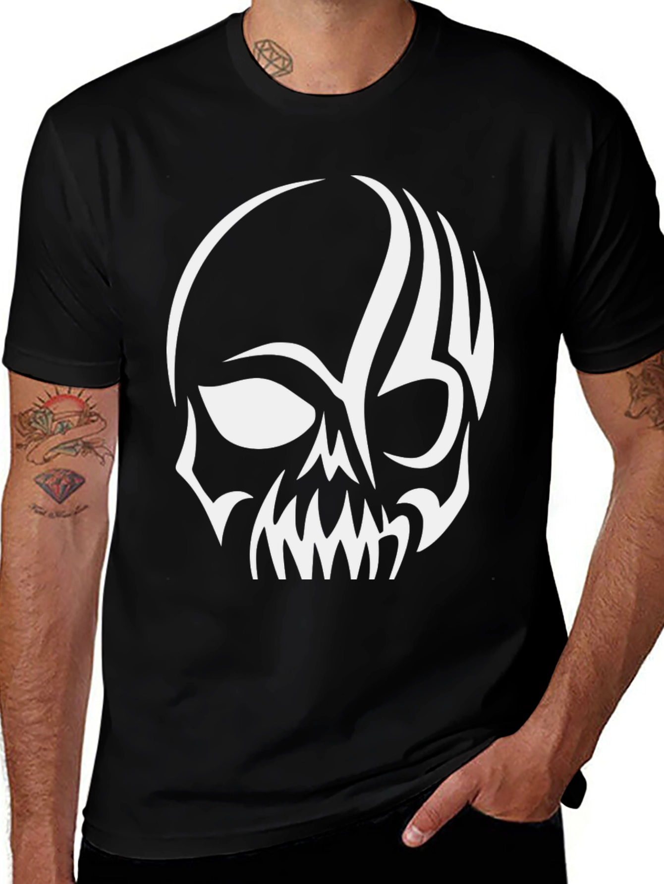 Black Skull Graphic T-Shirt - Edgy Style