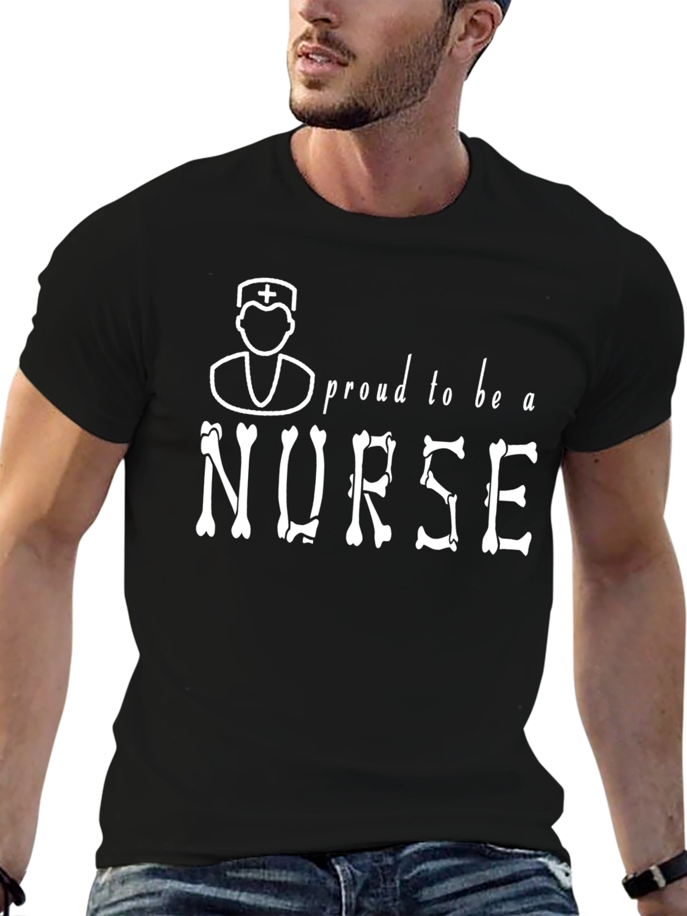 Proud Nurse T-Shirt - Bone Lettering