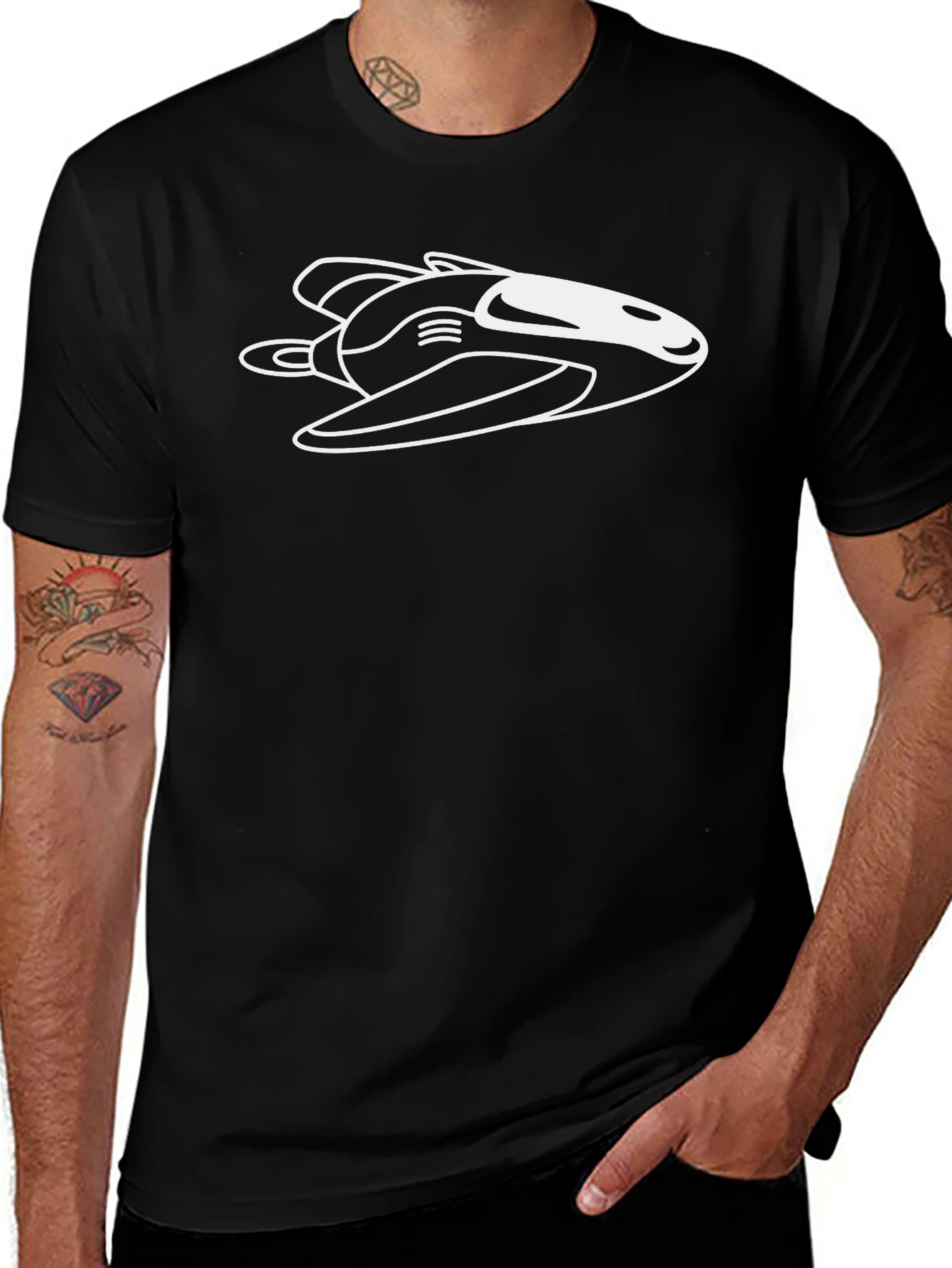 Cool Spacecraft Graphic Black T-Shirt