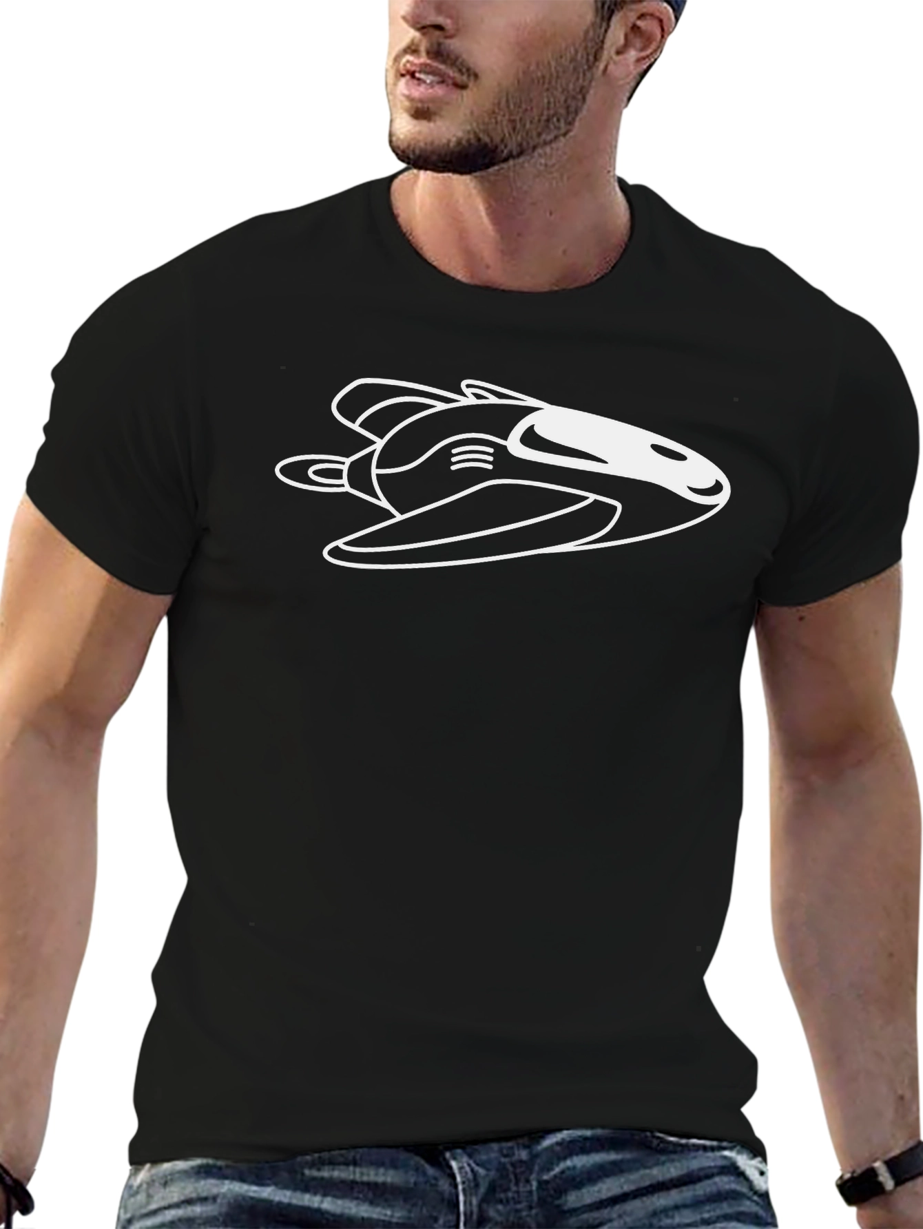 Cool Spacecraft Graphic Black T-Shirt