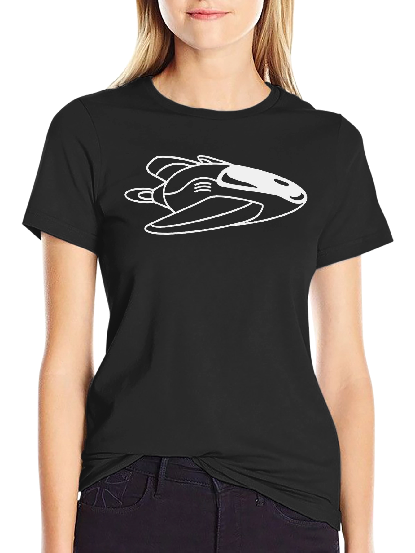 Cool Spacecraft Graphic Black T-Shirt