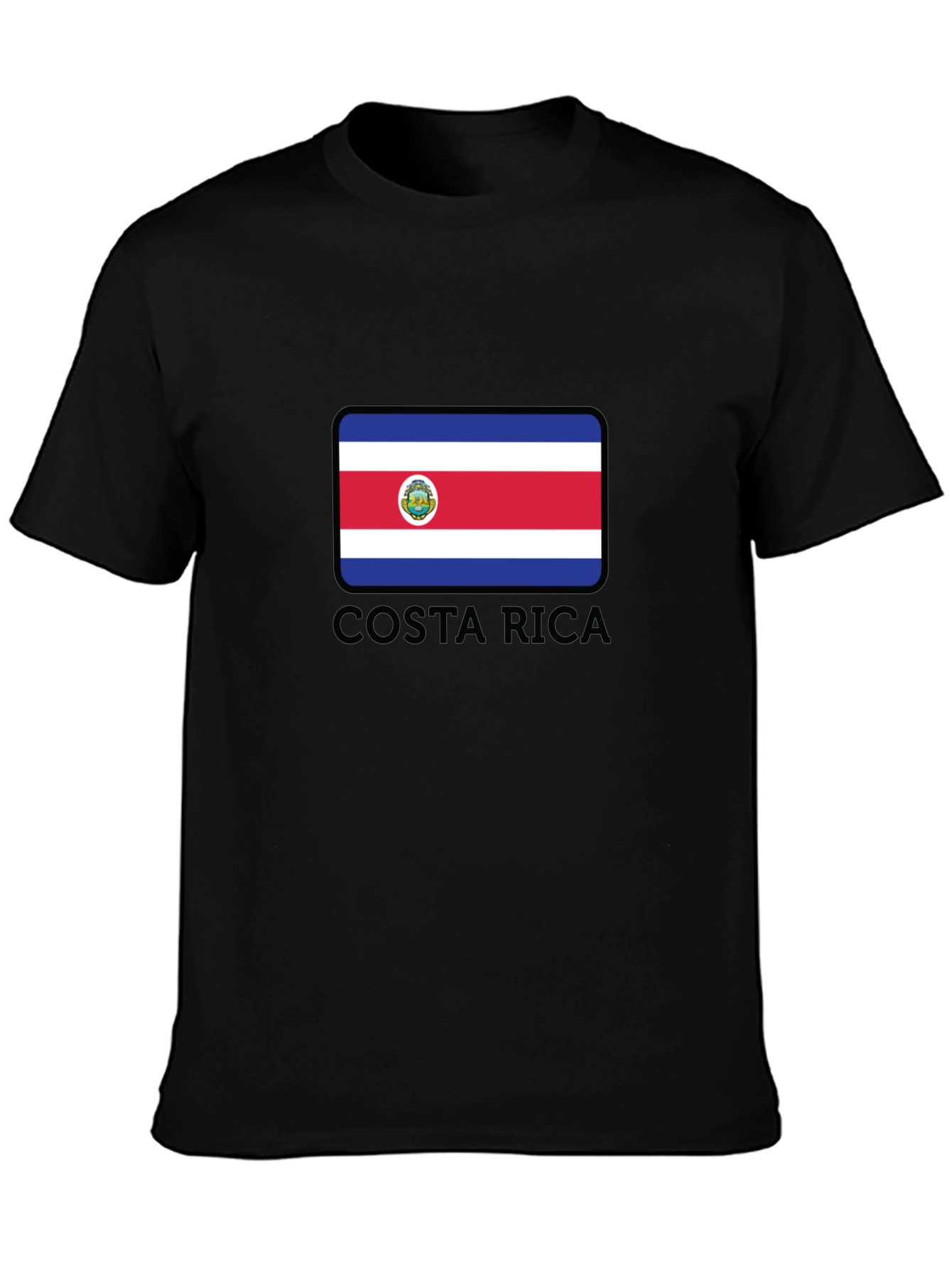 Costa Rica Flag Graphic T-Shirt - Black Cotton Tee