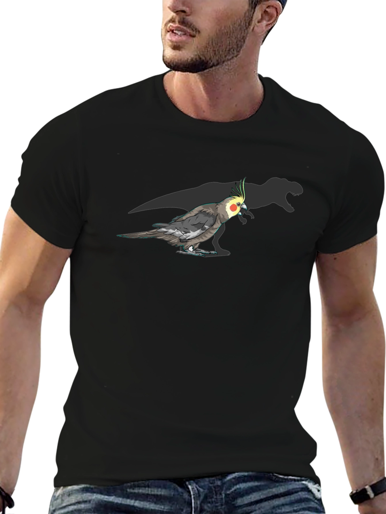 Cockatiel Dinosaur Shadow T-Shirt - Unique Graphic Tee