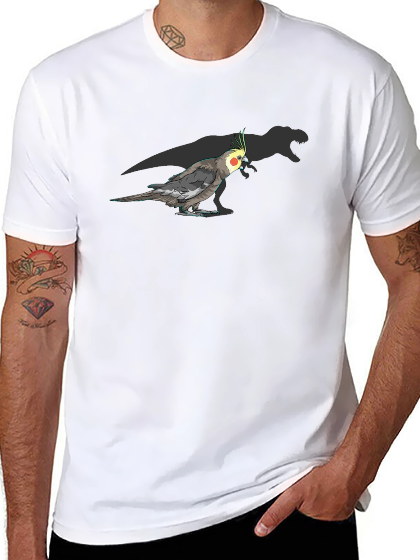 Cockatiel Dinosaur Shadow T-Shirt - Unique Graphic Tee