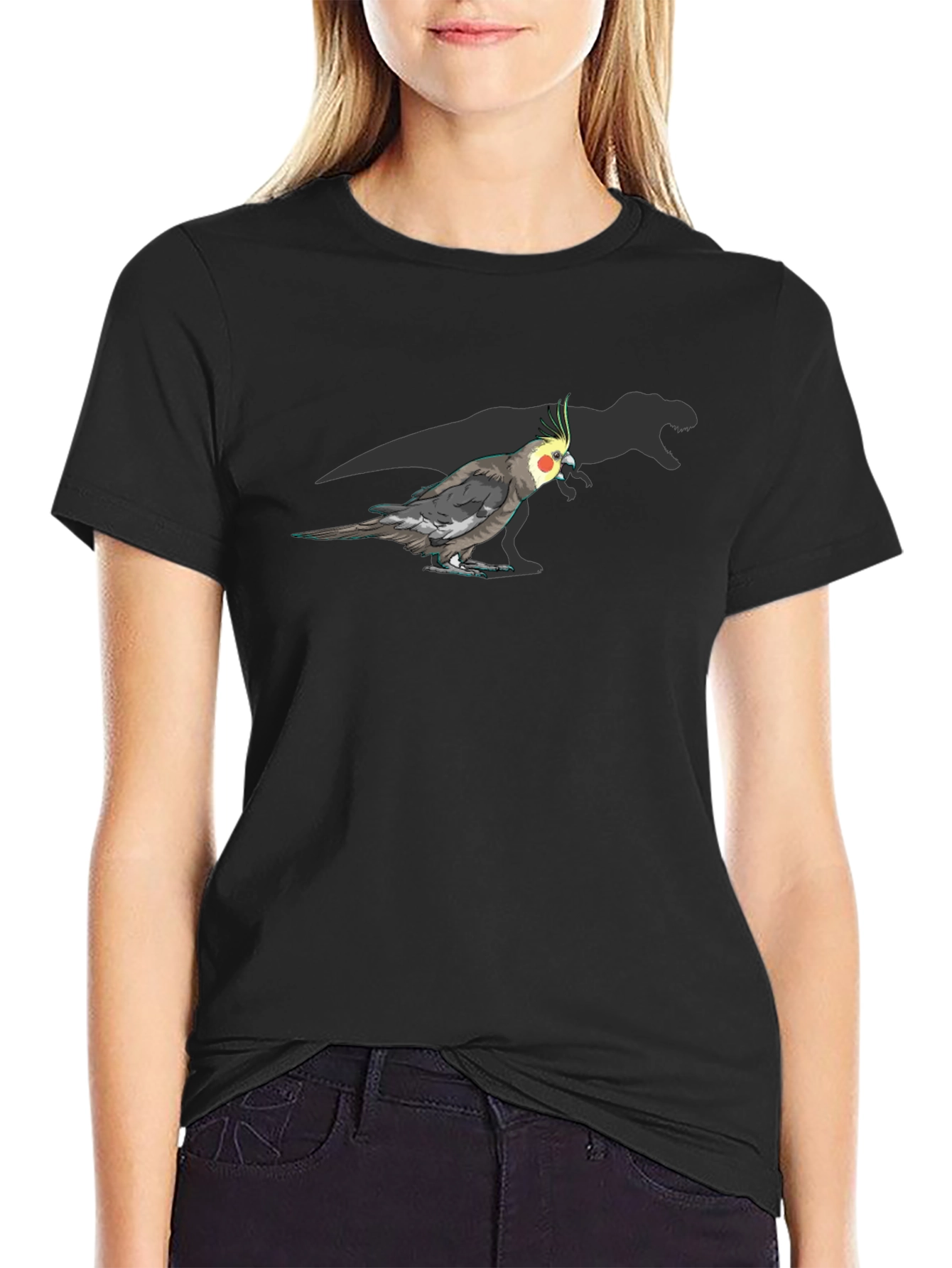 Cockatiel Dinosaur Shadow T-Shirt - Unique Graphic Tee