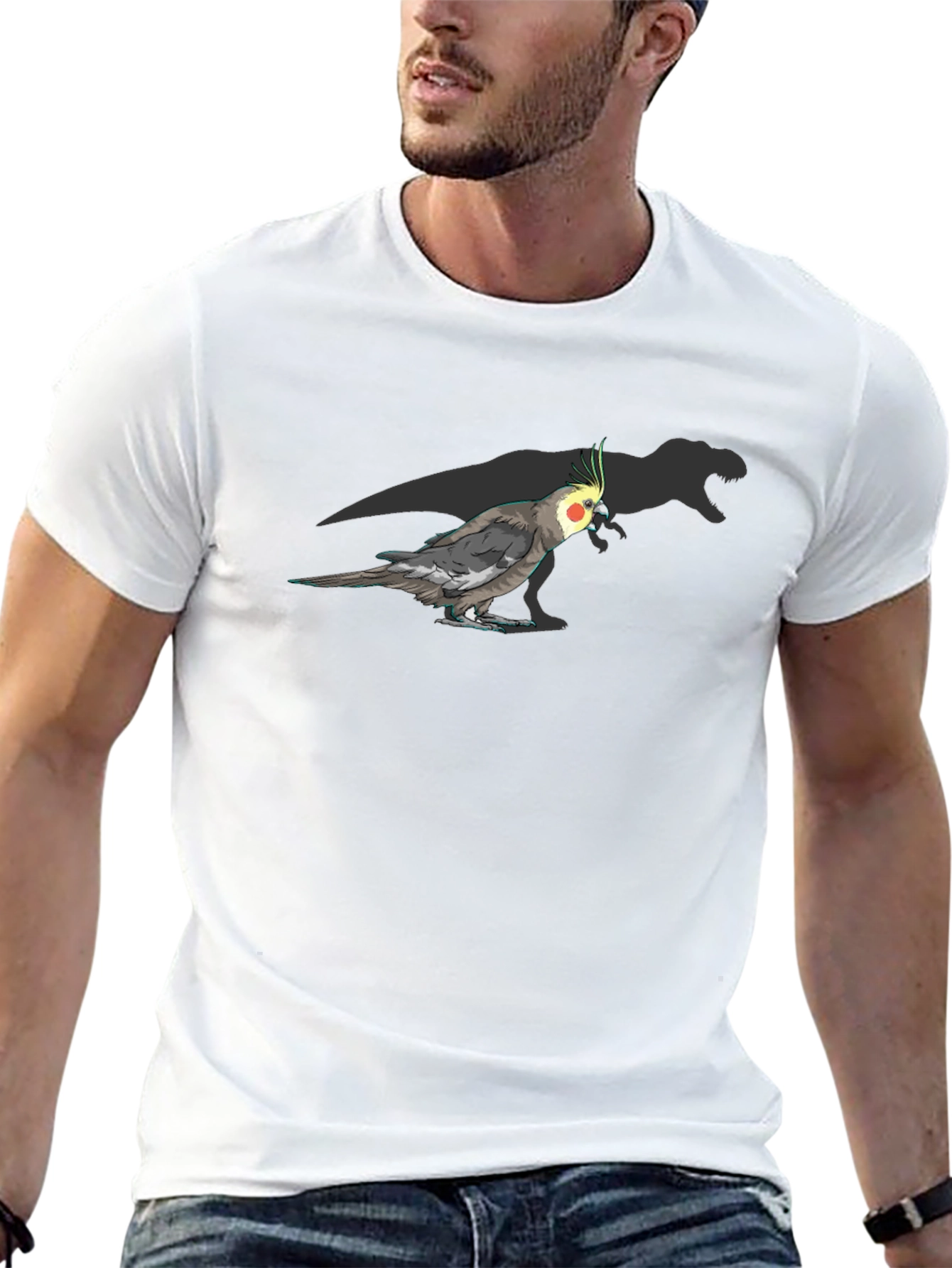 Cockatiel Dinosaur Shadow T-Shirt - Unique Graphic Tee