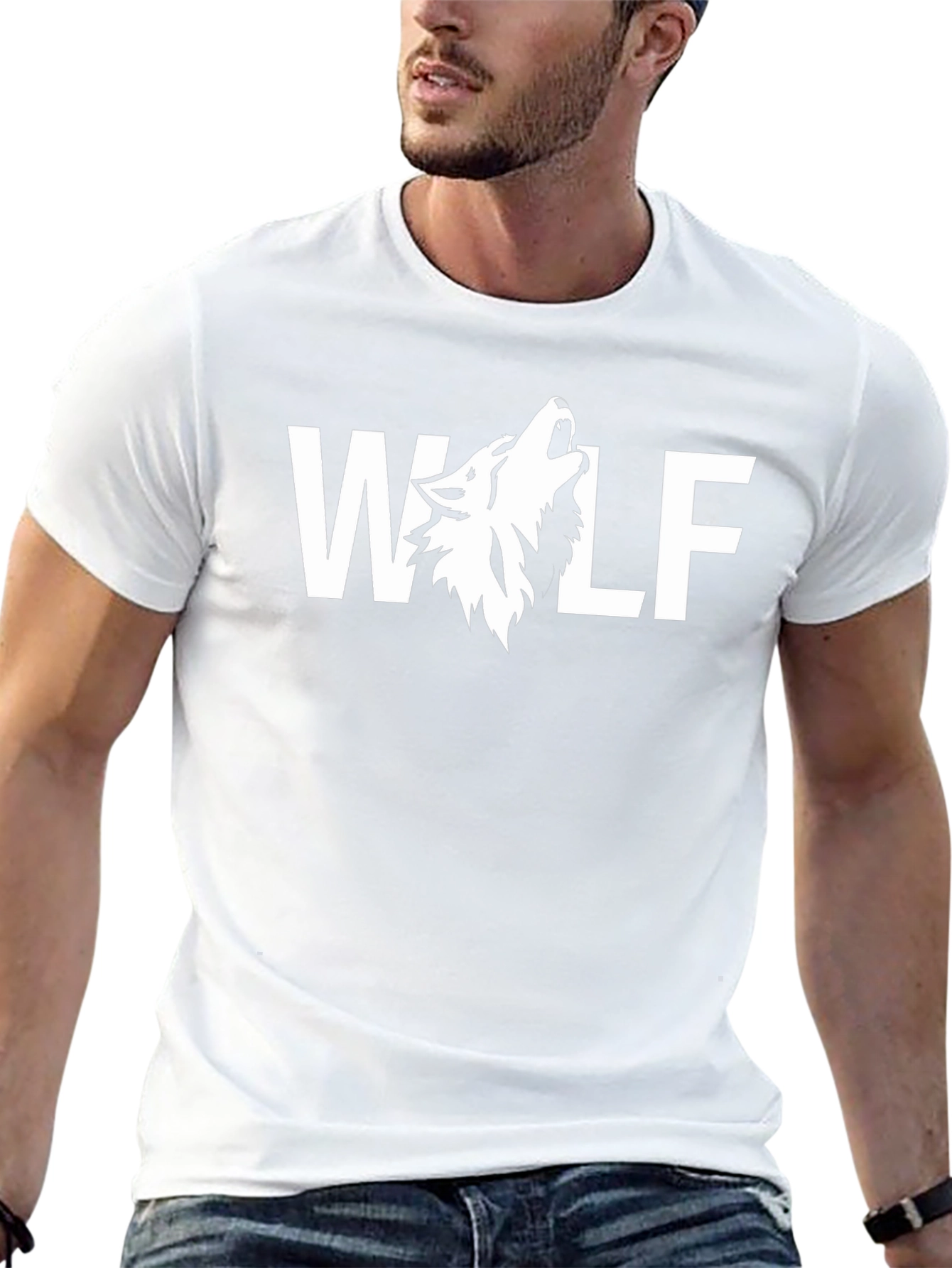 Wolf Graphic Print Black T-Shirt