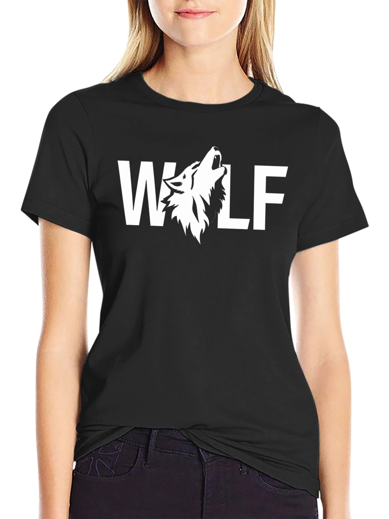 Wolf Graphic Print Black T-Shirt