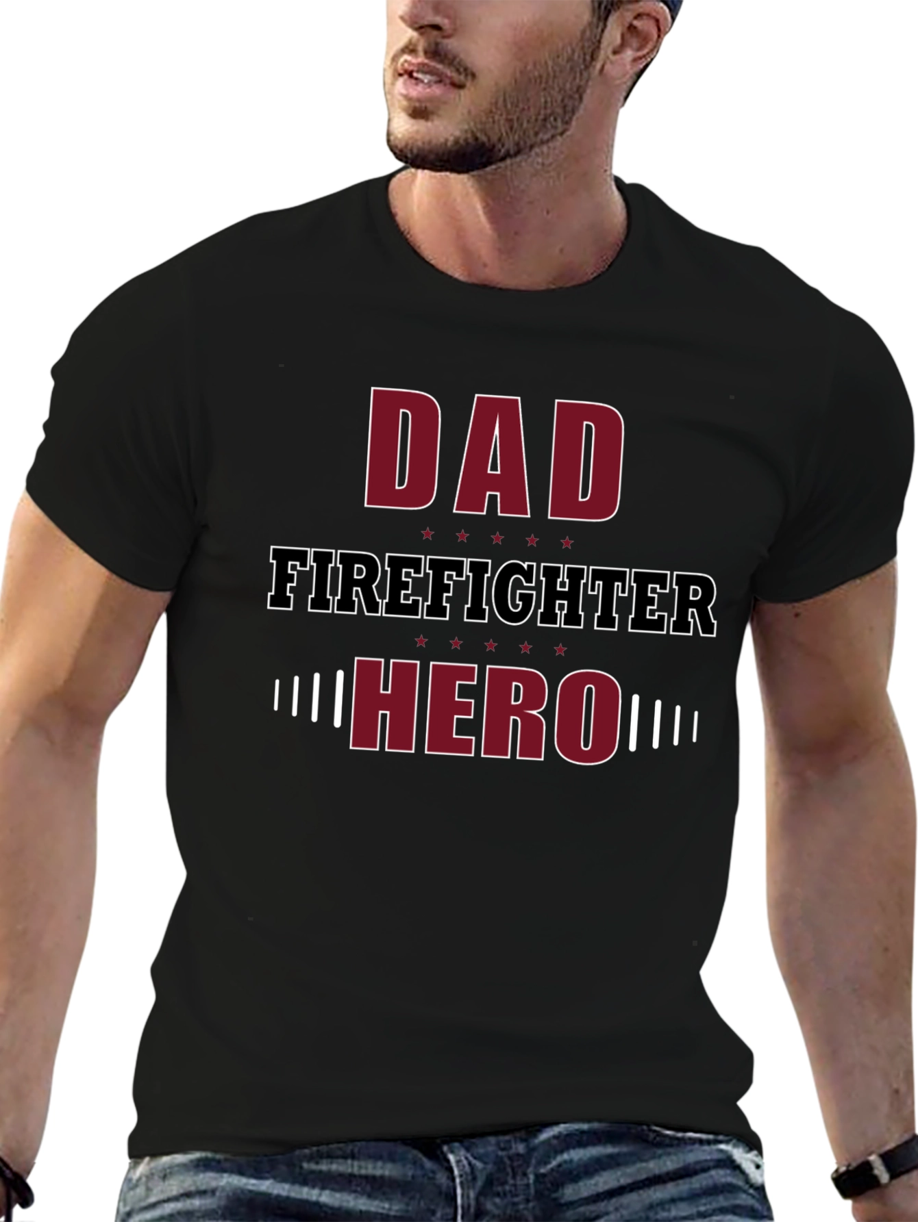 Dad Firefighter Hero Graphic T-Shirt
