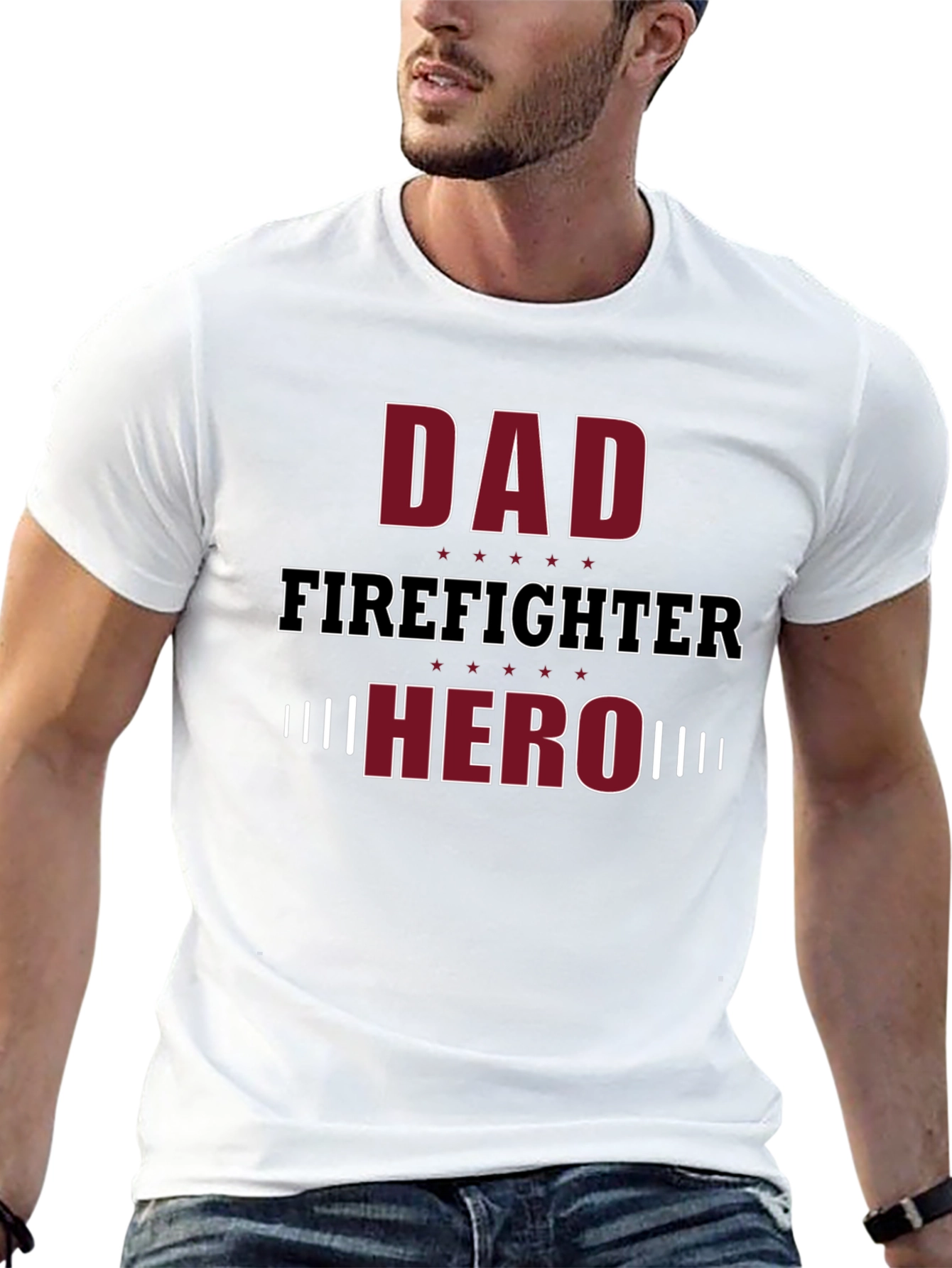 Dad Firefighter Hero Graphic T-Shirt