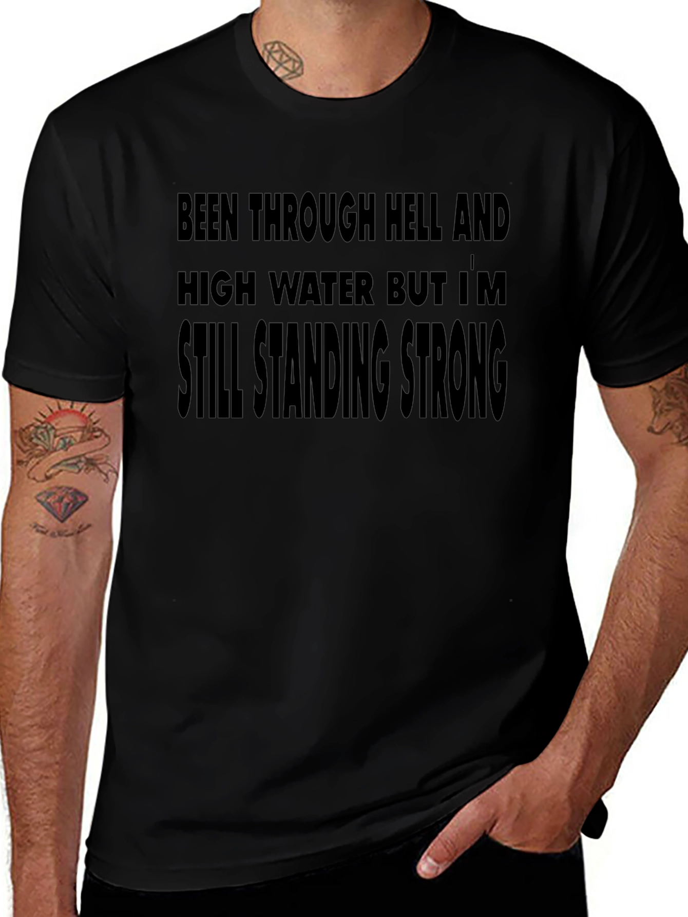 Resilient Black T-Shirt: Still Standing Strong