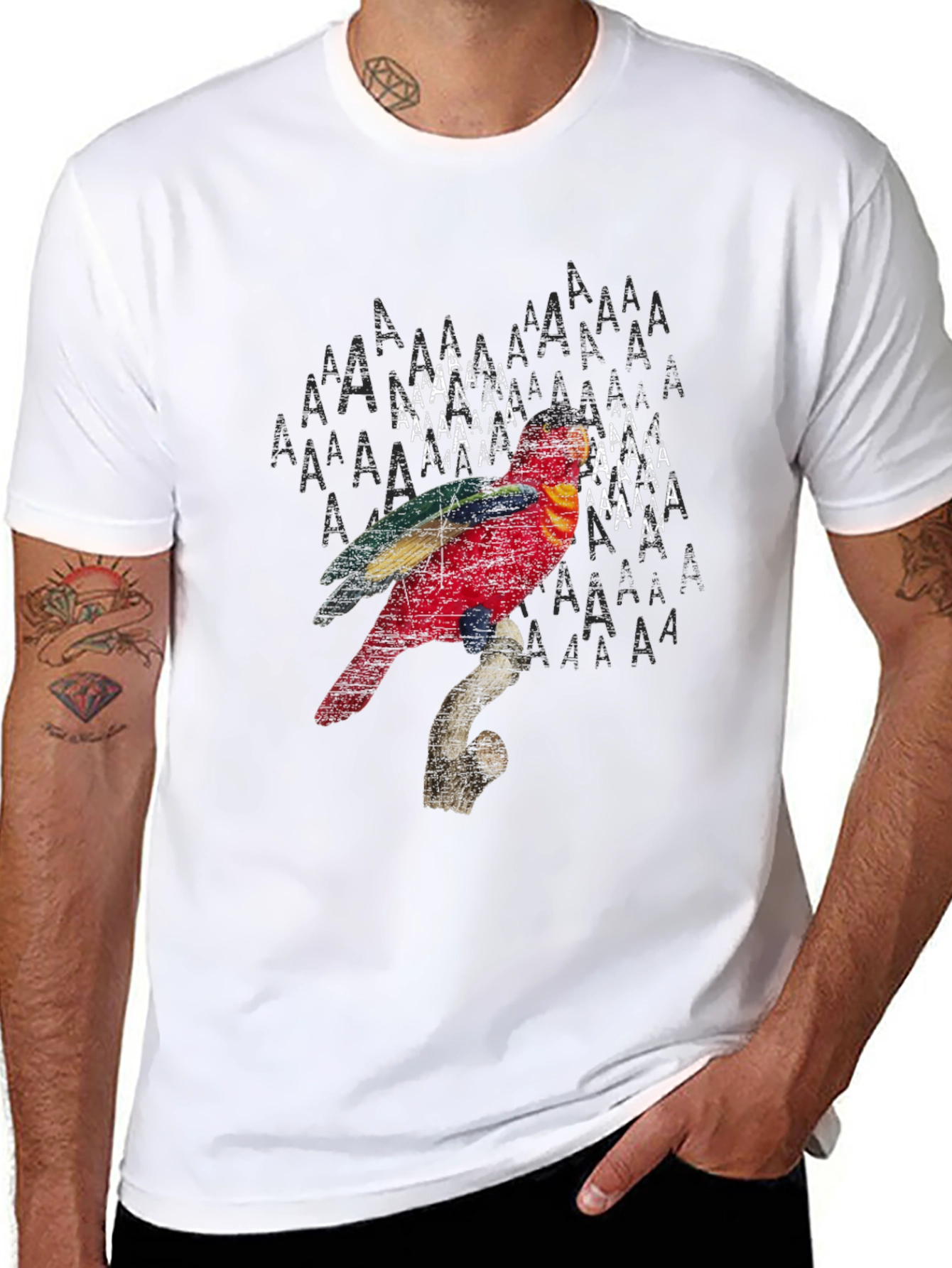 Parrot Graphic Print Black T-Shirt